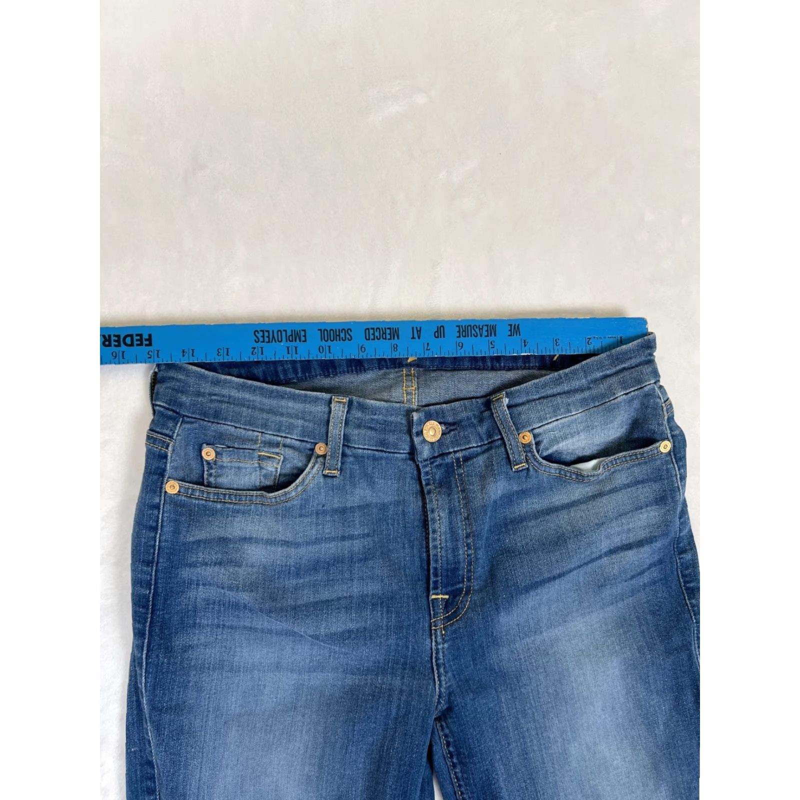 7 For All Mankind 7 For All Mankind Jeans Womens Blue 32 Kimmie Crop Denim Stretch Cotton Blend Size 24" / US 00 / IT 34 - 6 Thumbnail