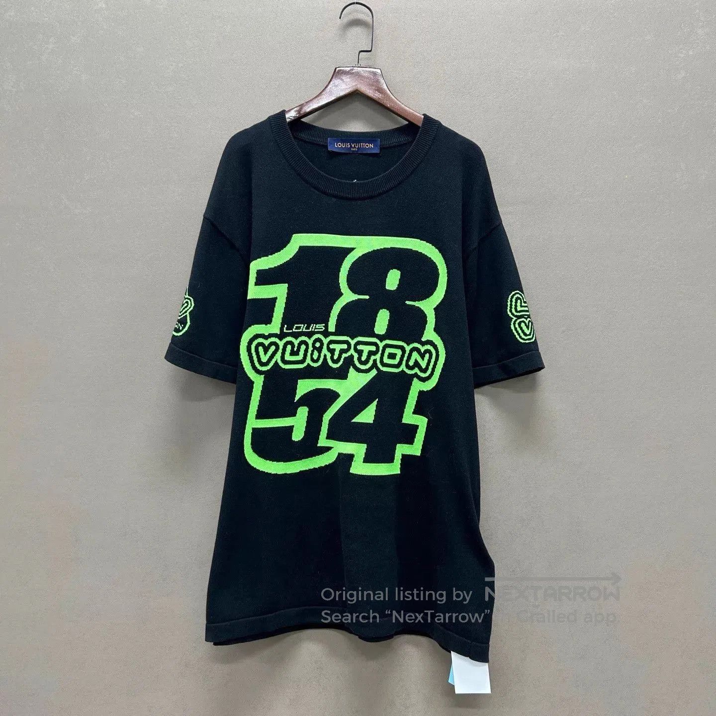 Louis Vuitton Black Short Sleeve Graphic Tee with Neon Green Print. Size US M / EU 48-50 / 2 - 1 Thumbnail
