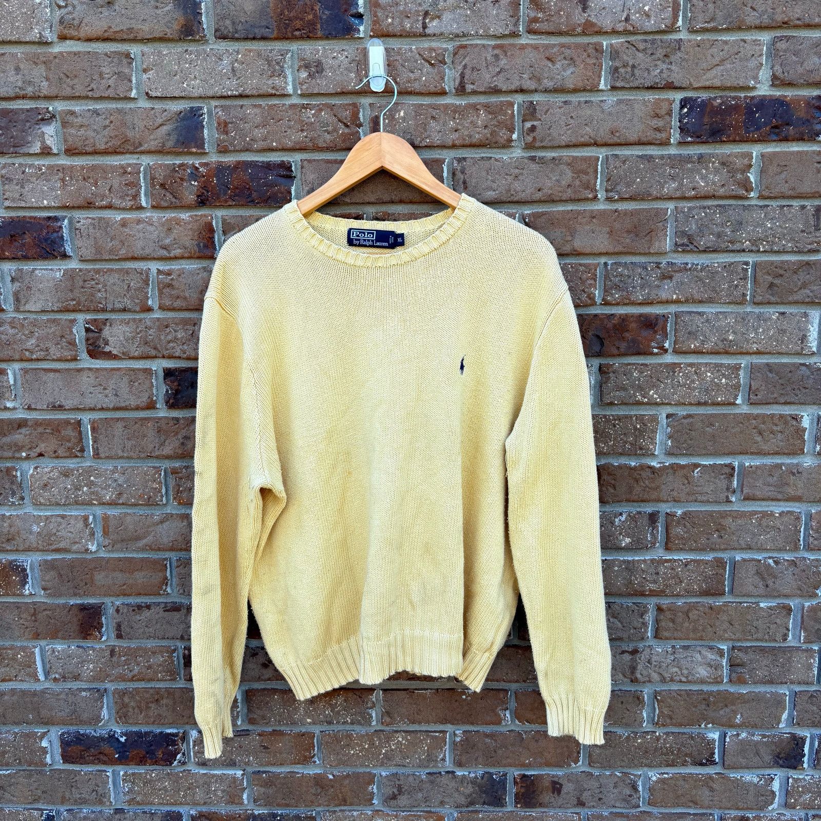 Vintage Vintage Polo Ralph Lauren Yellow Knit Sweater XL Size US XL / EU 56 / 4 - 1 Thumbnail