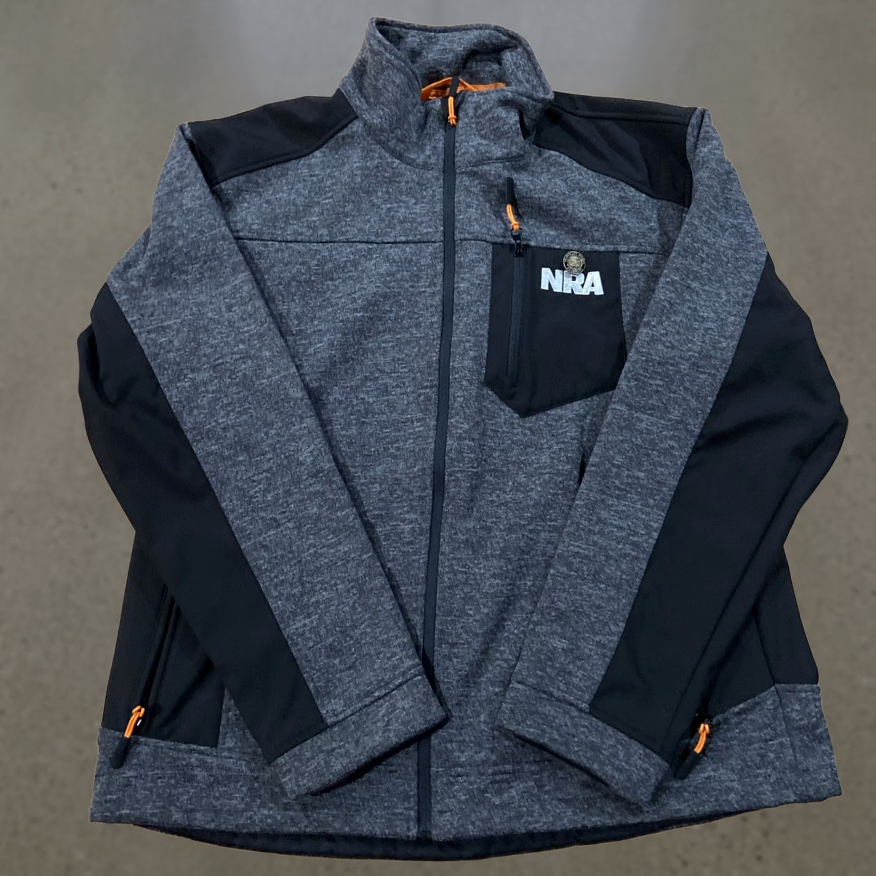 Vintage NRA Members Men's Jacket Softshell Zip Black/Grey L Regular Stand-Up Collar Full Zip Logo Windbreaker 46 Chest Black NRA Size US L / EU 52-54 / 3 - 1 Thumbnail