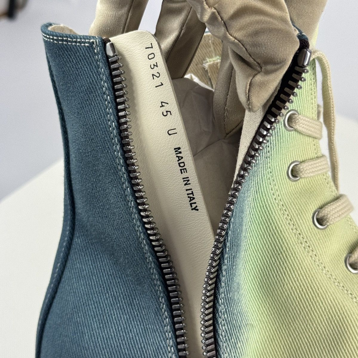 Rick Owens Drkshdw DISTRESSED DEGRADE HIGH TOP SNEAKERS Size US 12 / EU 45 - 6 Thumbnail