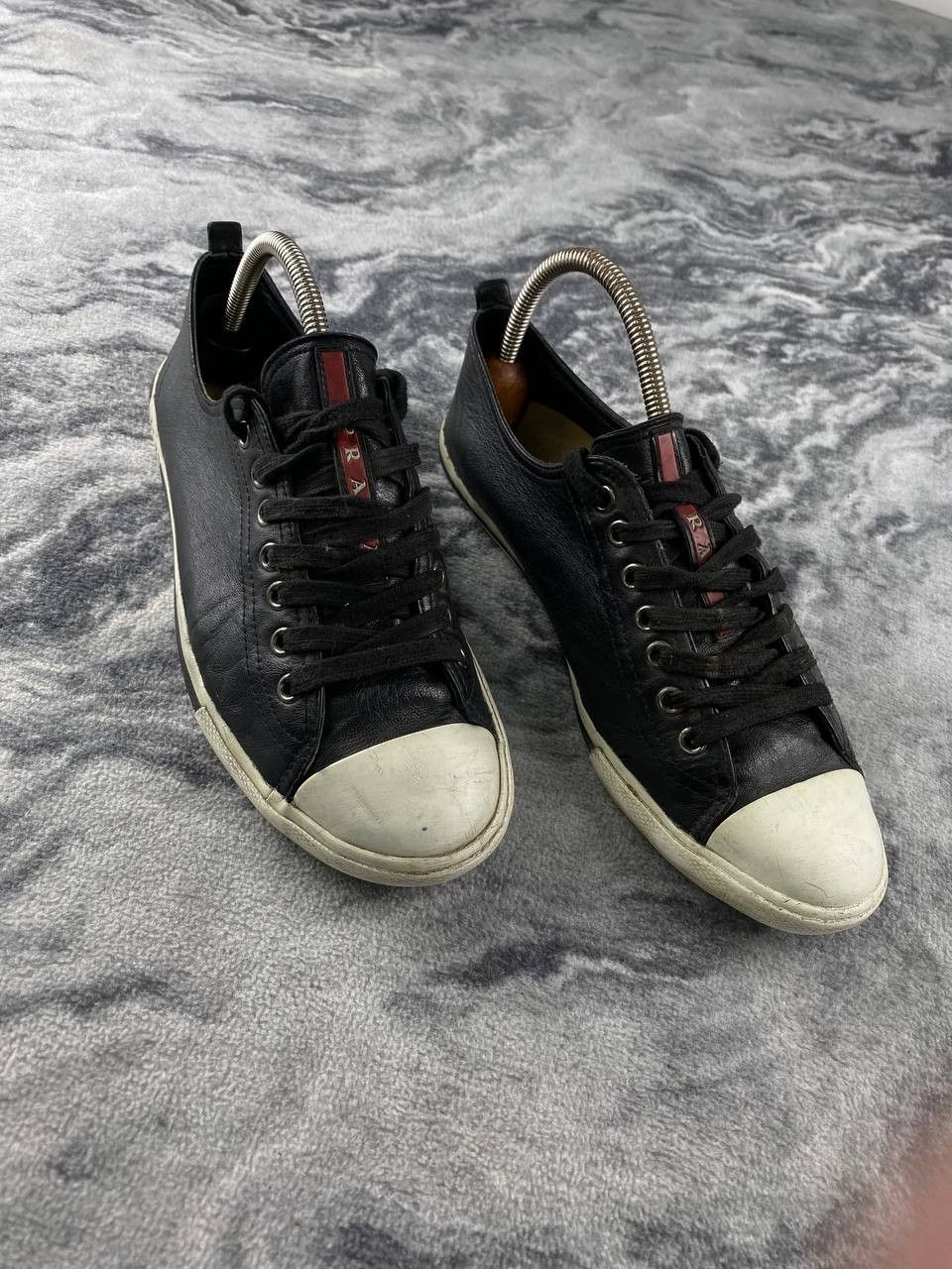 Prada Prada Red Tab Leather Low Trainers Men Size 7 Black Size US 7 / EU 40 - 3 Thumbnail