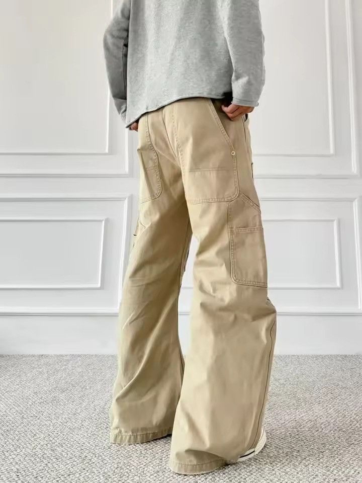 Japanese Brand Double Knee Work Pants – Wide Leg Baggy Carpenter Trousers Size US 26 / EU 42 - 5 Thumbnail