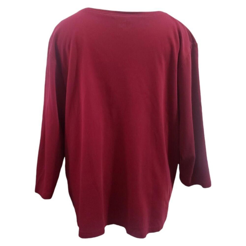 L.L. Bean CT1813 L.L. Bean 3/4 Sleeve V-neck Cotton Tee 1X Size XL / US 12-14 / IT 48-50 - 3 Thumbnail