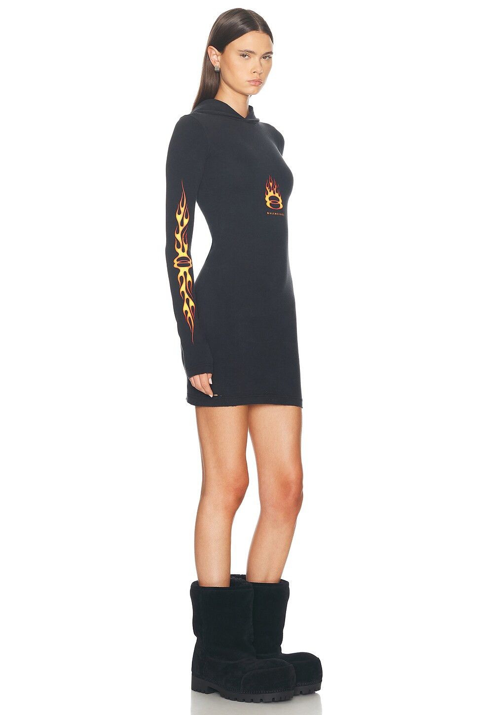 Balenciaga o1srvl11e0526 Hooded Dress in Black Size L / US 10 / IT 46 - 2 Thumbnail