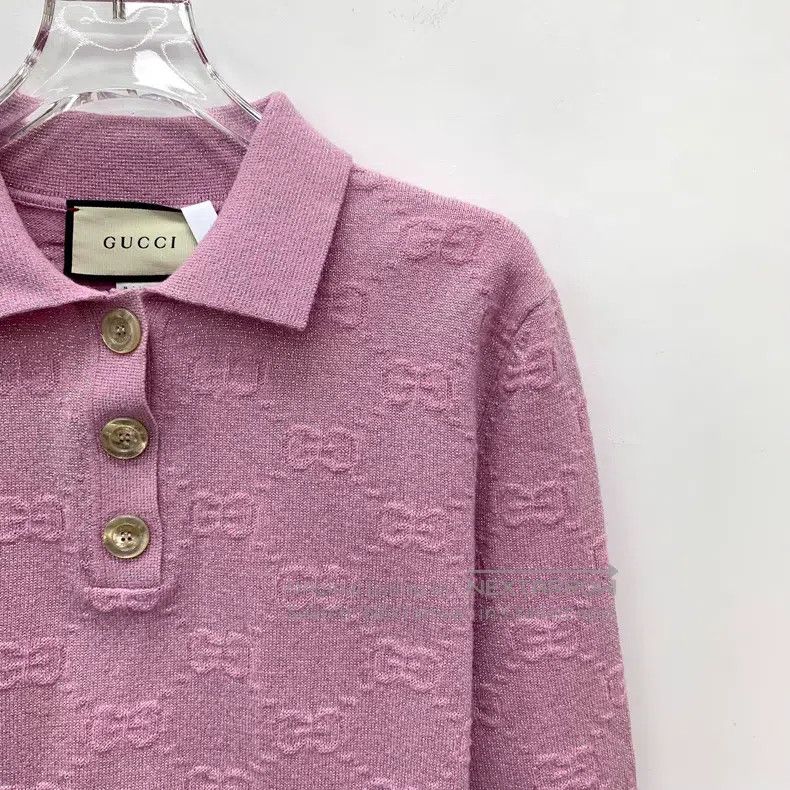 Gucci Gucci Pink logo jacquad full printed wool lapel single-bre Size S / US 4 / IT 40 - 3 Thumbnail