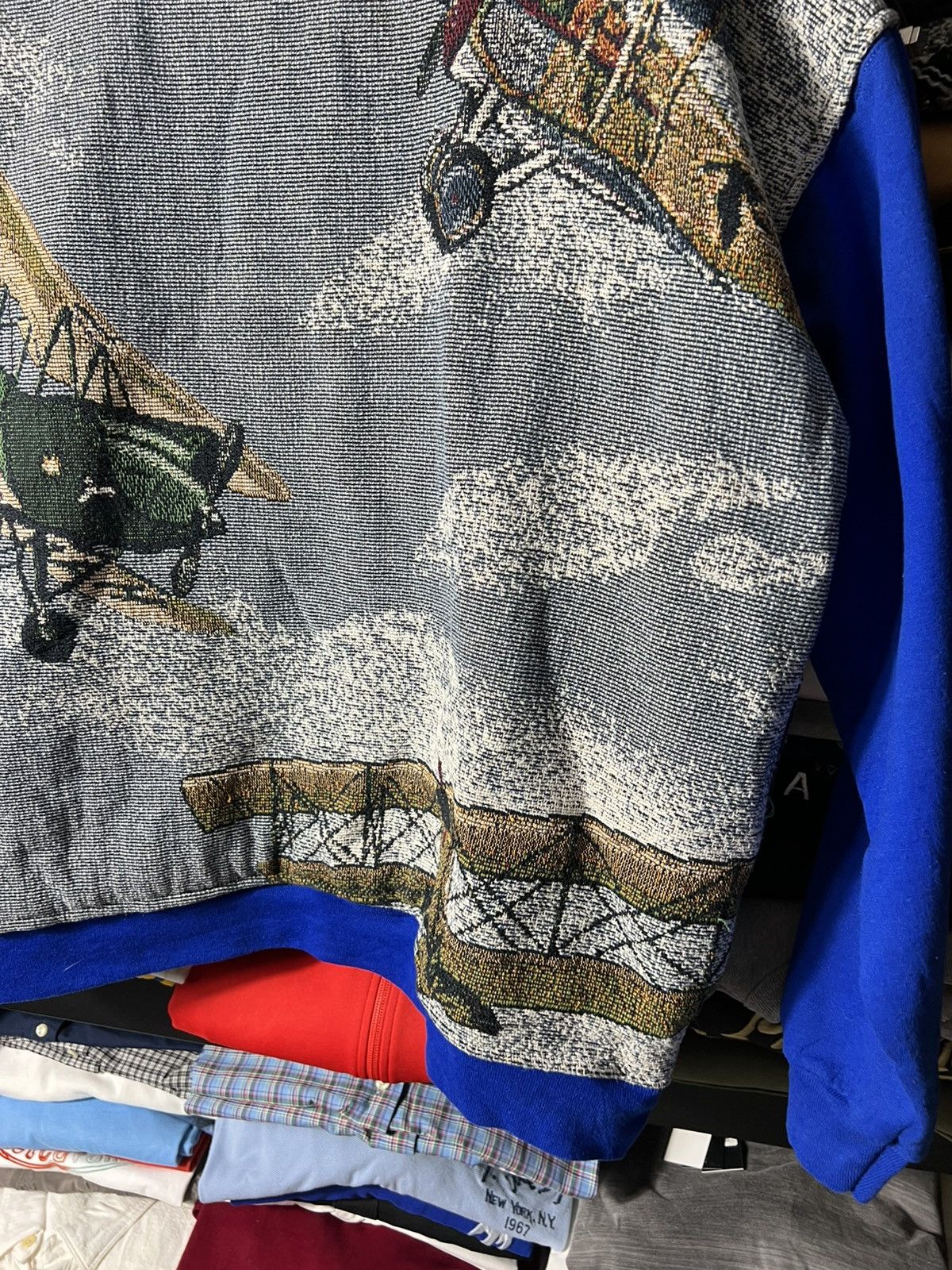 Japanese Brand Custom Handmade Vintage Aviation Tapestry Sweatshirt XL 🛩️💥 Size US XL / EU 56 / 4 - 10 Thumbnail