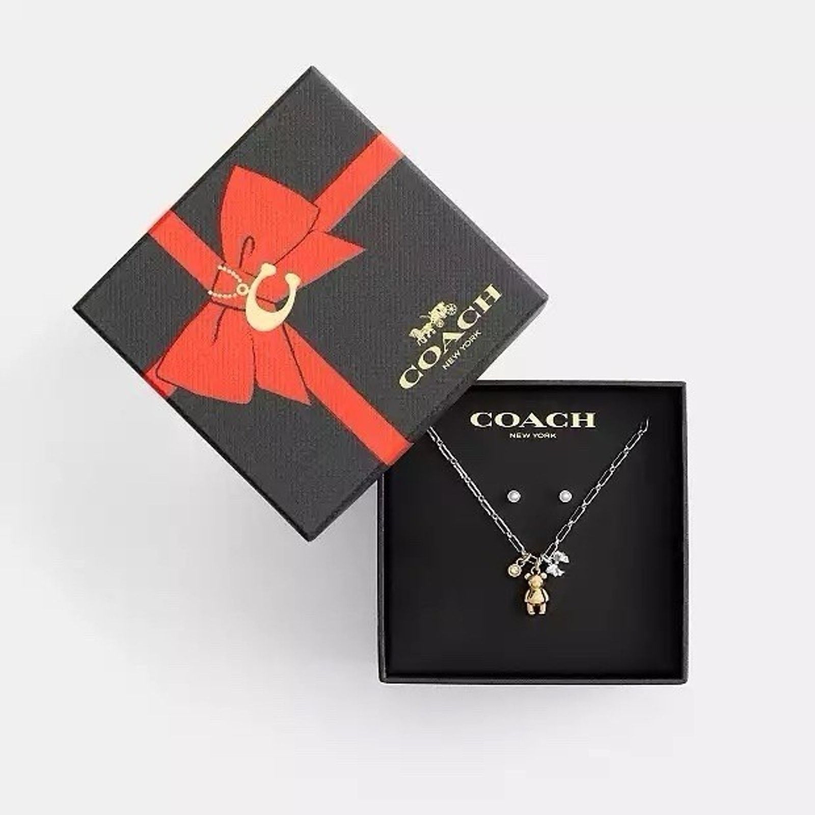 Coach NWT Coach Teddy Bear and Bow Earrings Necklace Set CCU46 Size ONE SIZE - 8 Thumbnail