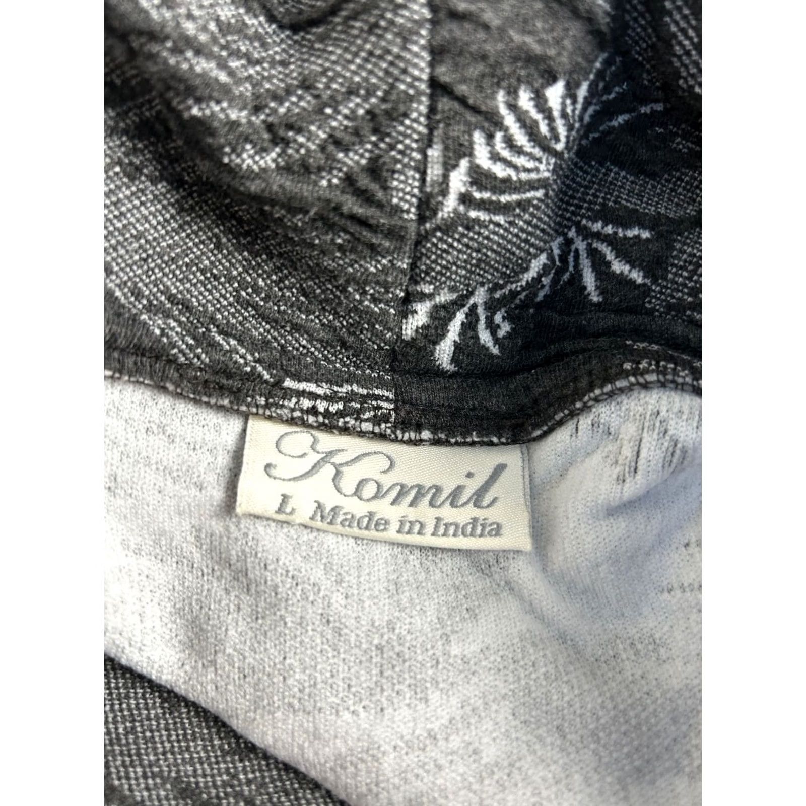 Fossil Komil Fossil Flint Tunic Womens Cowl Neck Top Large Gray White Leaf Long Sleeve Size L / US 10 / IT 46 - 3 Thumbnail
