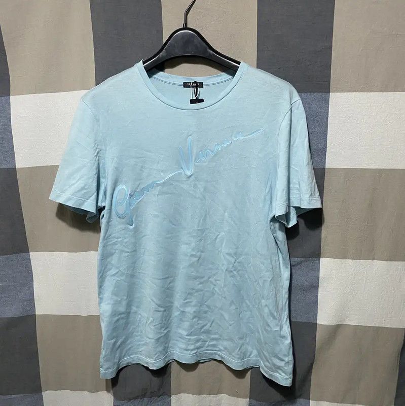 Versace Versace Light Blue Cotton T-Shirt for Men 0089 Size US M / EU 48-50 / 2 - 1 Thumbnail