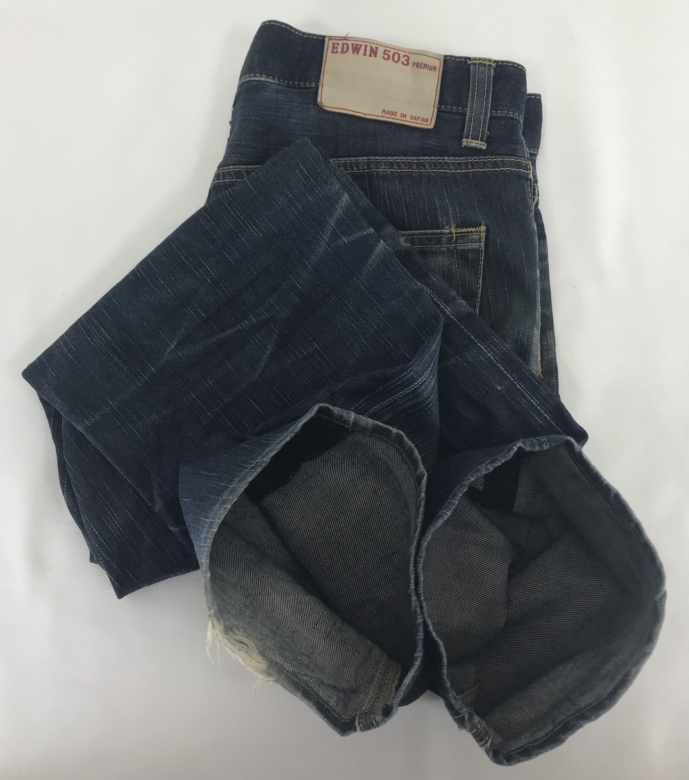 Edwin Vintage Edwin 503 Japanese Blue Ripped Jeans Size US 32 / EU 48 - 13 Thumbnail