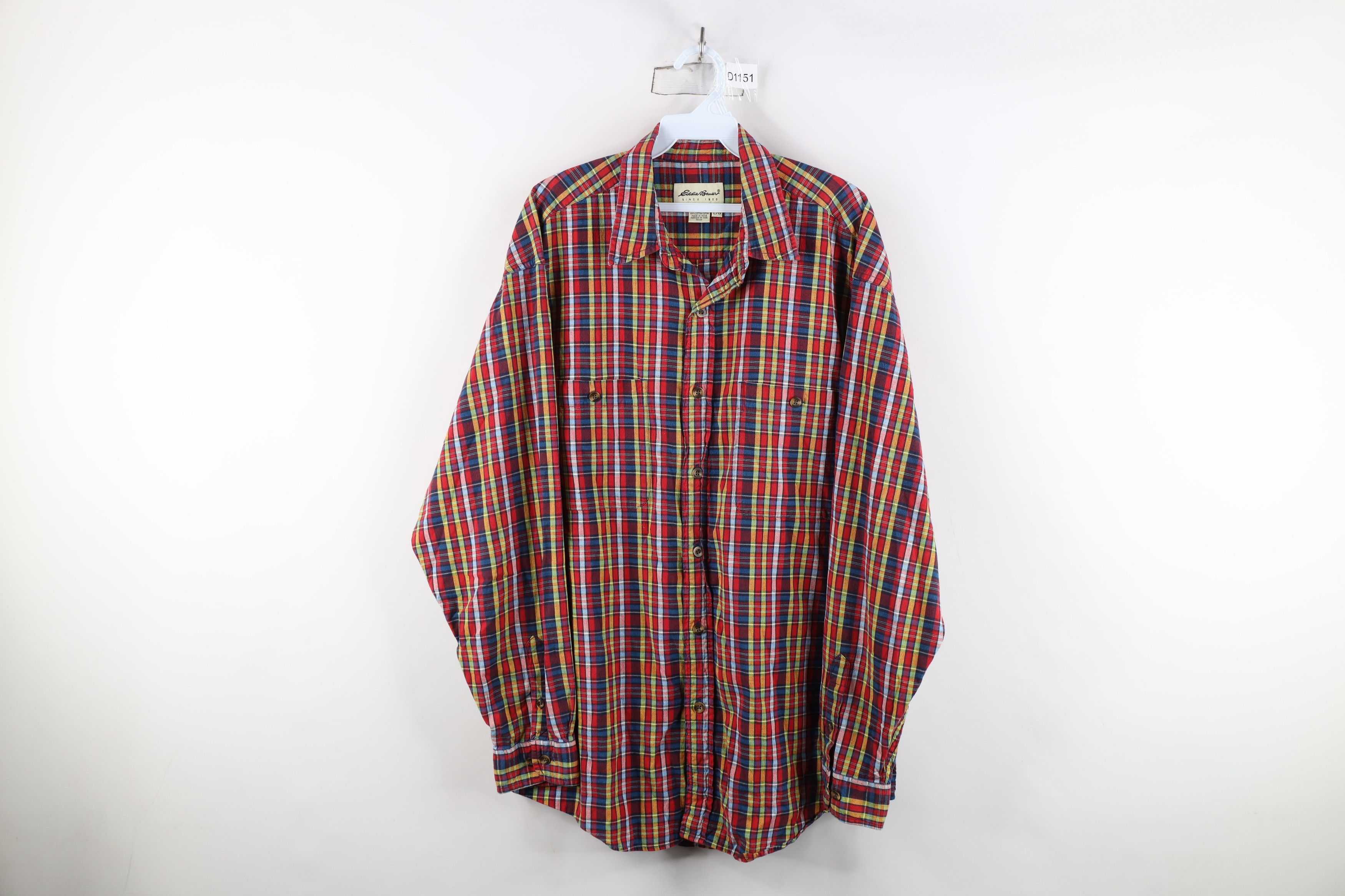 Eddie Bauer × Vintage Vintage 90s Eddie Bauer Madras Plaid Collared Button Shirt Size US L / EU 52-54 / 3 - 1 Thumbnail