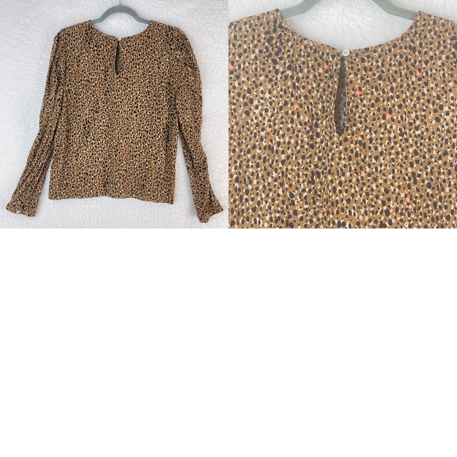 Vintage Dolan Womens Brown Animal Print Long Sleeve Round Neck Lightweight Shirt L Size L / US 10 / IT 46 - 9 Thumbnail