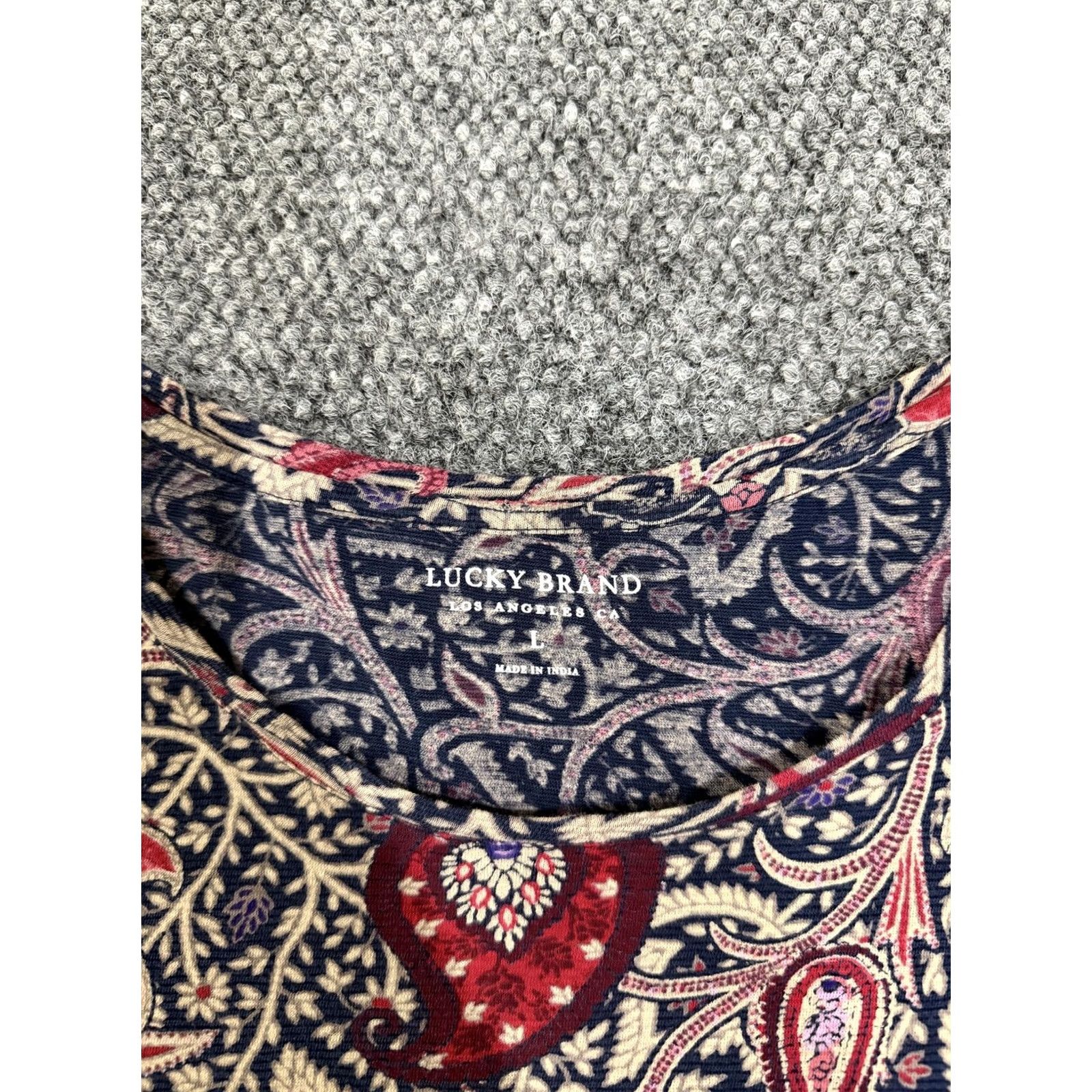 Lucky Brand Lucky Brand Shirt Womens L Paisley Scoop Neck 3/4 Sleeve Tunic Top Boho Casual Tunic Hem Multicolor Size L / US 10 / IT 46 - 3 Thumbnail