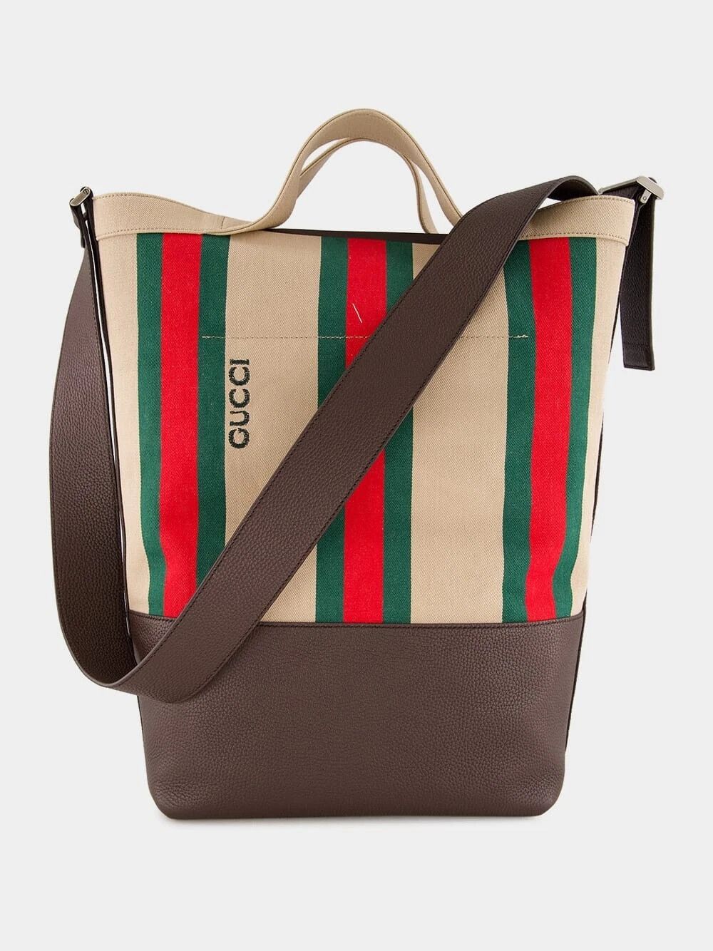 Gucci GUCCI Beige/Brown Web Stripe Tote Bag New Authentic Size ONE SIZE - 3 Thumbnail
