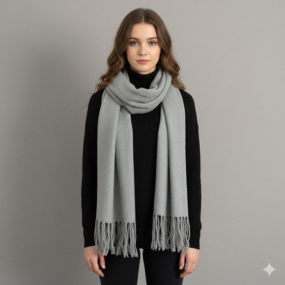 Acne Studios Acne Studios Gray Wool Oversized Fringed Scarf - Italy 🇮🇹 Size ONE SIZE - 1 Thumbnail