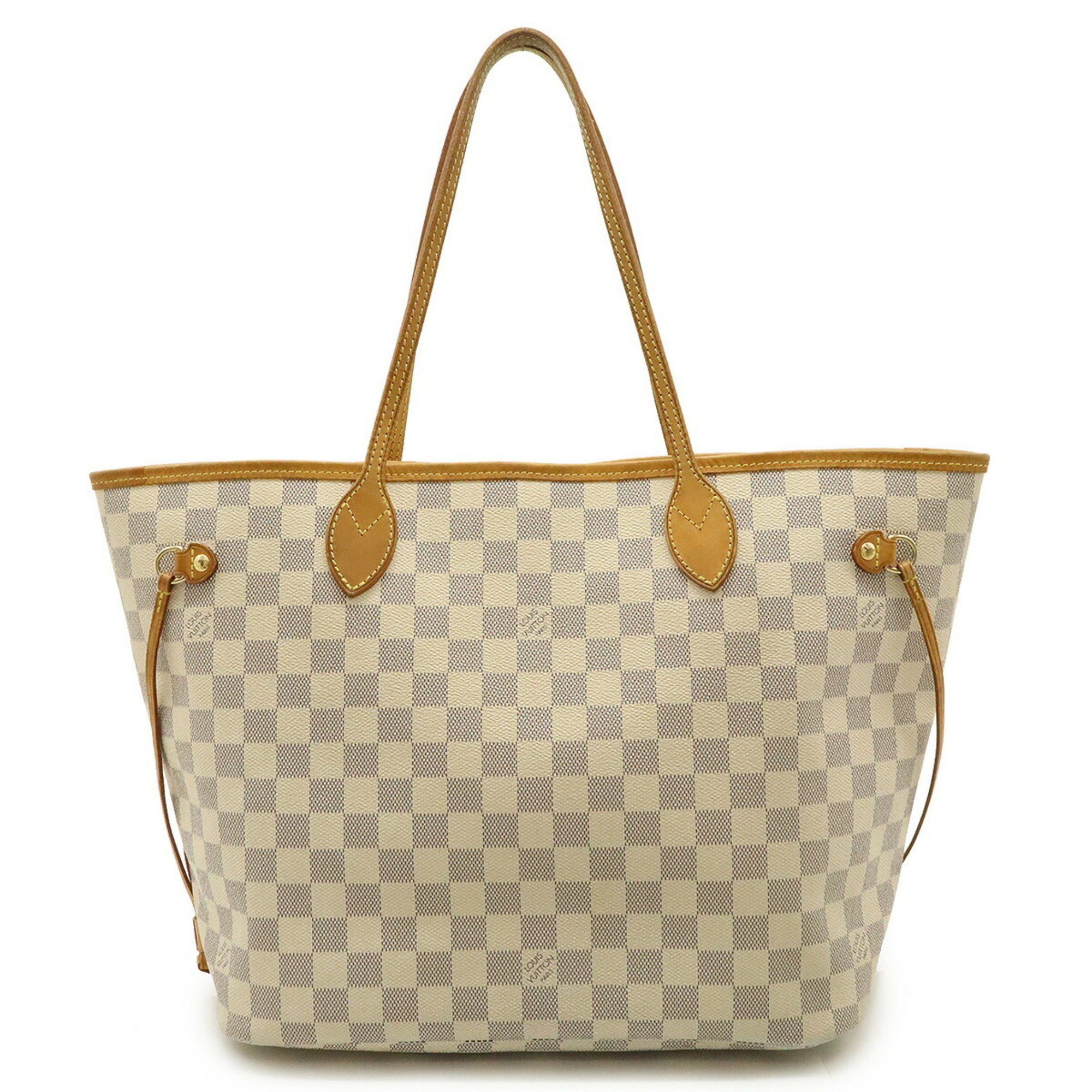 Louis Vuitton Damier Azur Neverfull Mm Tote Bag Shoulder N51107 in Beige, Women's