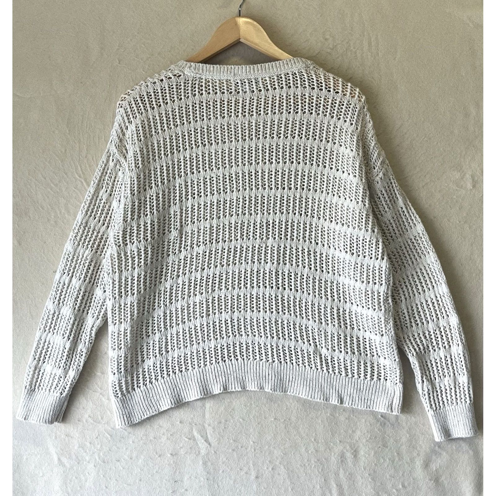 Vintage Calvin Klein Jeans Sweater Beige Open-Knit Crew Neck Long Sleeve XL Women Pullover Lightweight Casual Knit Shirt-esque Size XL / US 12-14 / IT 48-50 - 2 Thumbnail