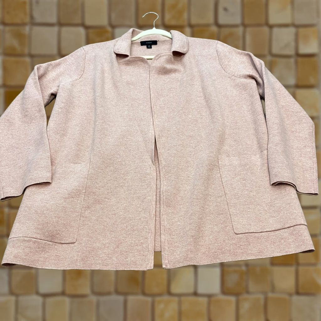 J.Crew J Crew Coatigan Womens XS Pink Knit Open Front Collared Pockets Jacket Size XS / US 0-2 / IT 36-38 - 1 Thumbnail