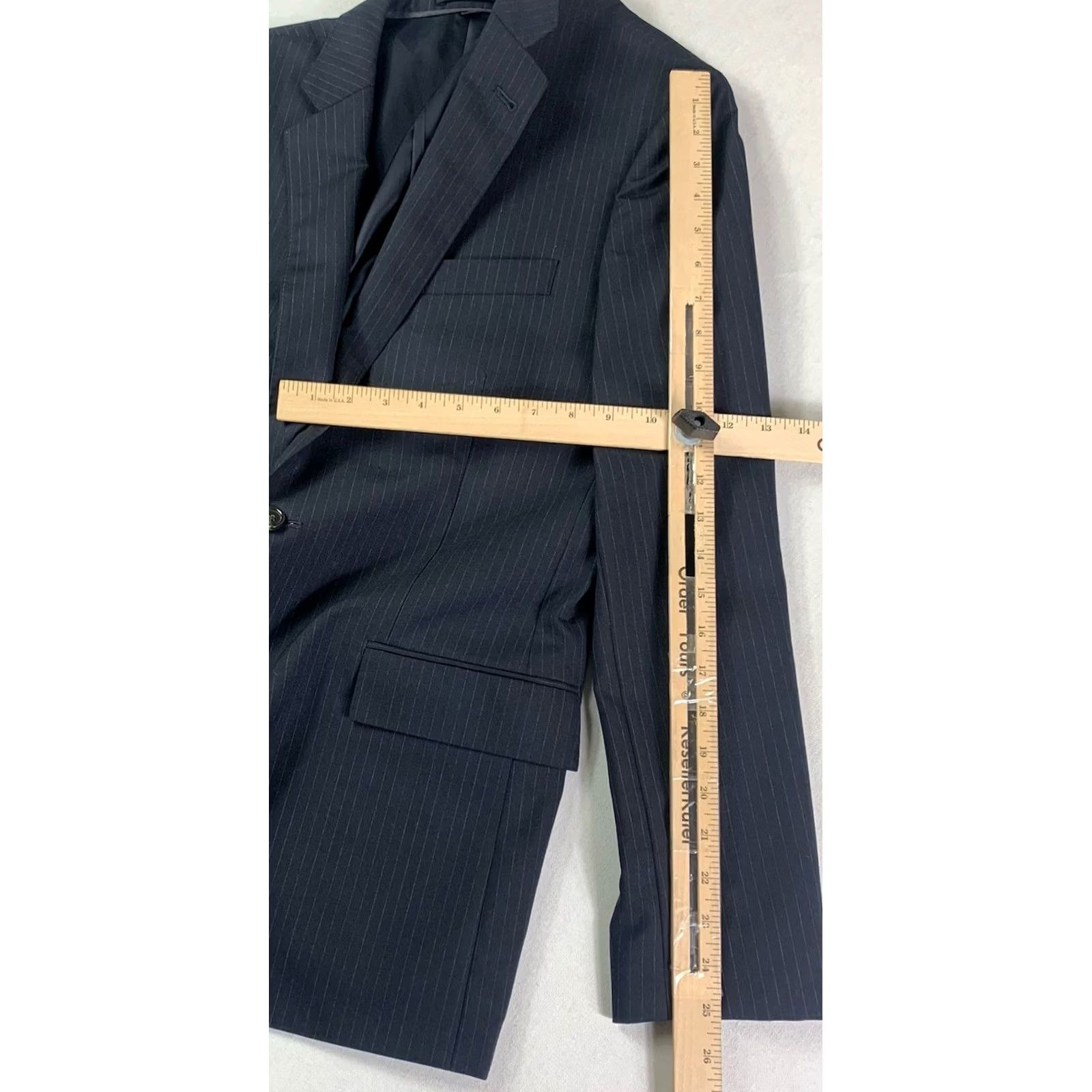 J.Crew J.CREW Ludlow Suit Jacket Men 40R Slim Super 120 Wool Black Pinstripe Notch Lapel Two-Button Single-Breasted Regular Fit Dress Coat Jacket Size 40R - 4 Thumbnail