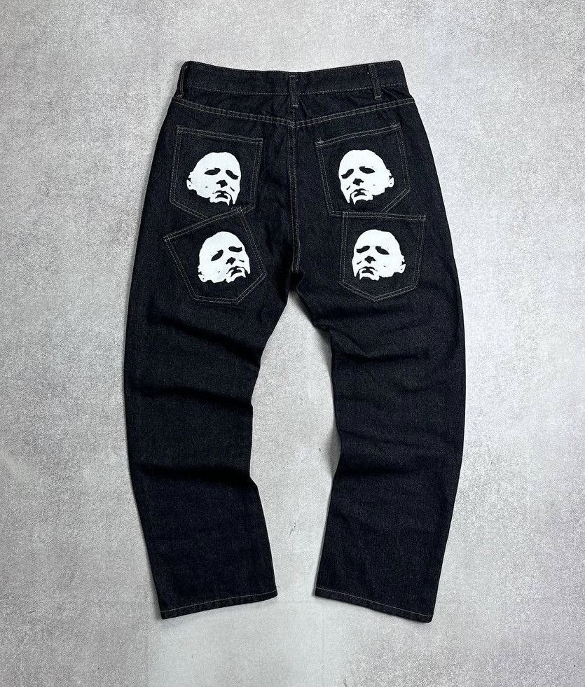 Vintage Vintage Y2K Avantgarde Baggy Faces Denim Jeans 28 Size US 28 / EU 44 - 1 Thumbnail