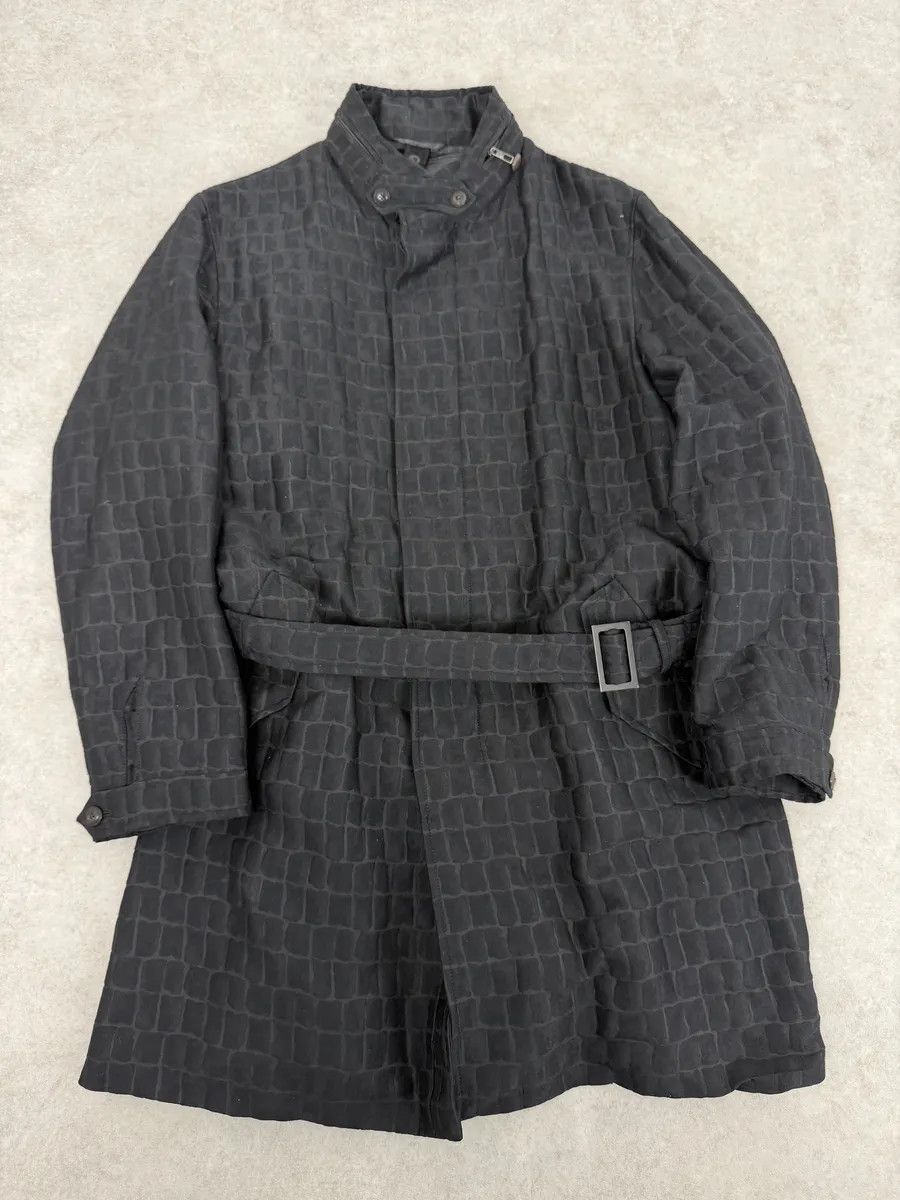 Giorgio Armani Giorgio Armani Crocodile Effect Black Wool & Silk Trench Coat Size US M / EU 48-50 / 2 - 1 Thumbnail