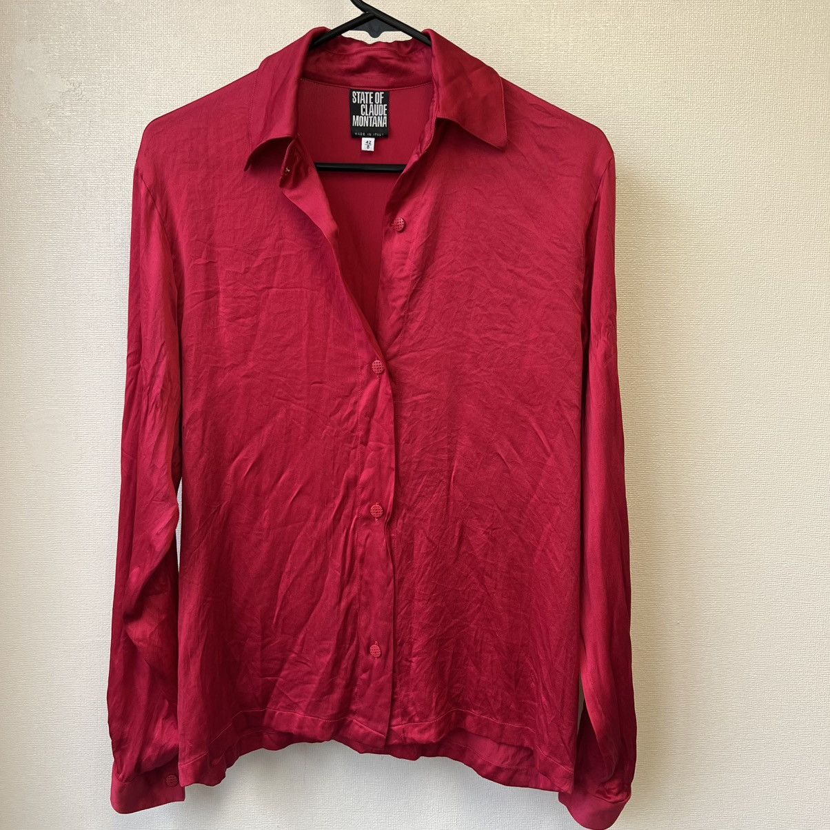 Claude Montana Vintage Claude Montana Silk Blouse Italy Size 42 Maroon Red Size M / US 6-8 / IT 42-44 - 3 Thumbnail