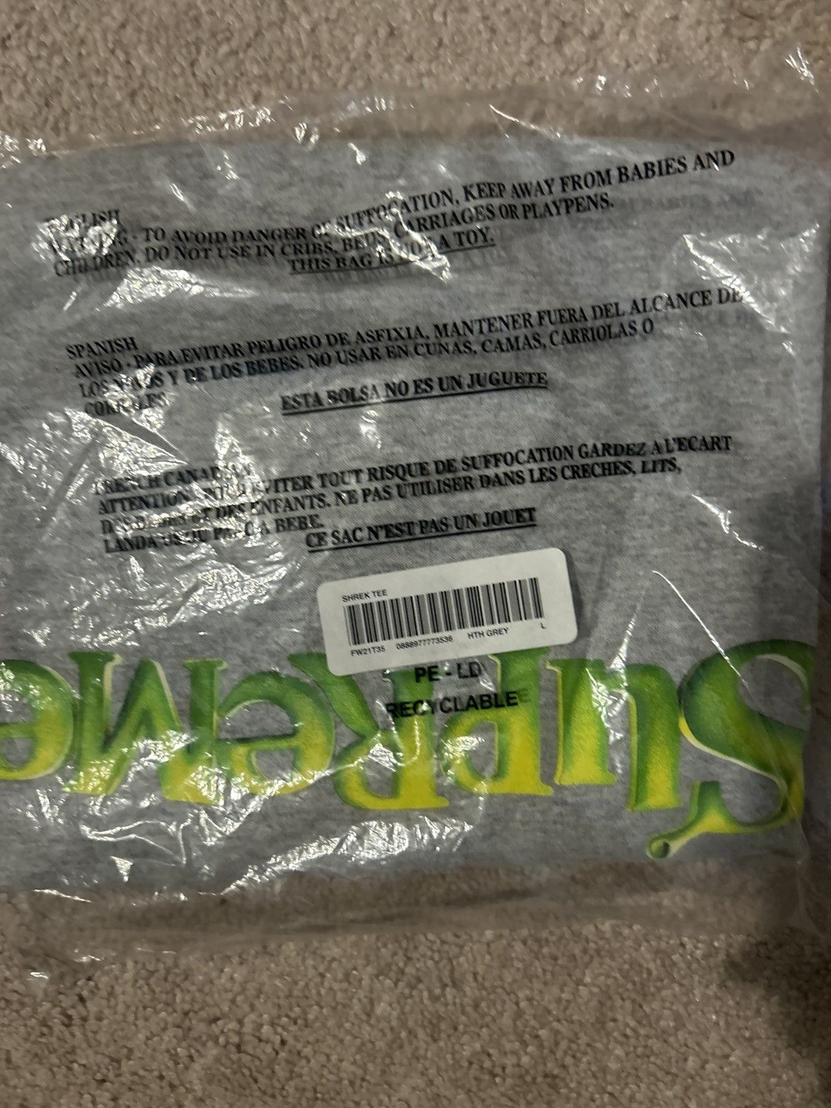 Supreme Supreme Shrek Tee 'Heather Grey' Size US L / EU 52-54 / 3 - 2 Thumbnail