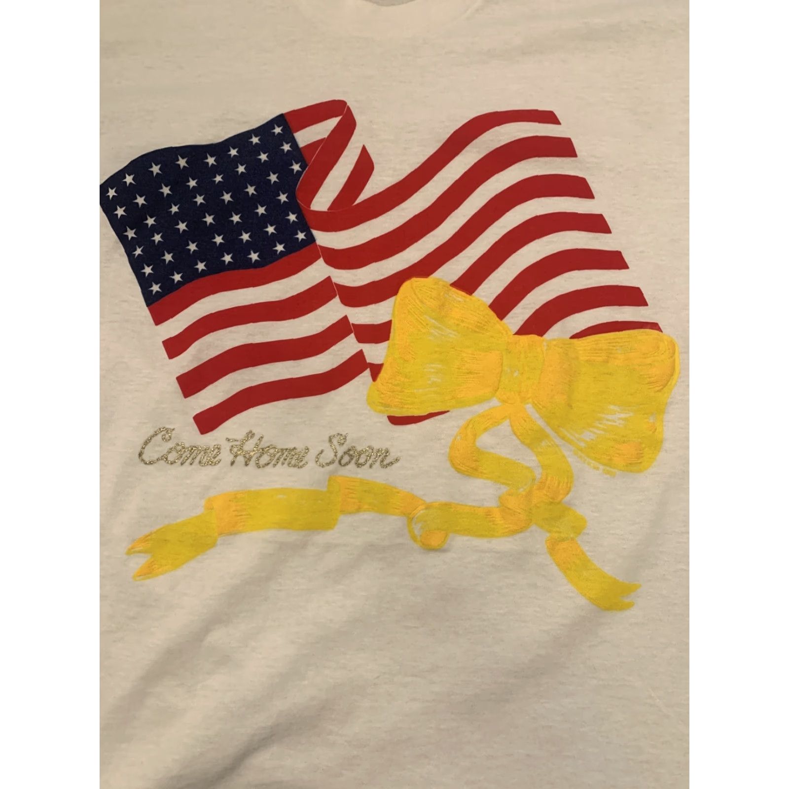 Vintage VINTAGE Screen Stars T Shirt Desert Storm Yellow Ribbon 90s Patriot Screen Stars XL White Mens Size US XL / EU 56 / 4 - 2 Thumbnail