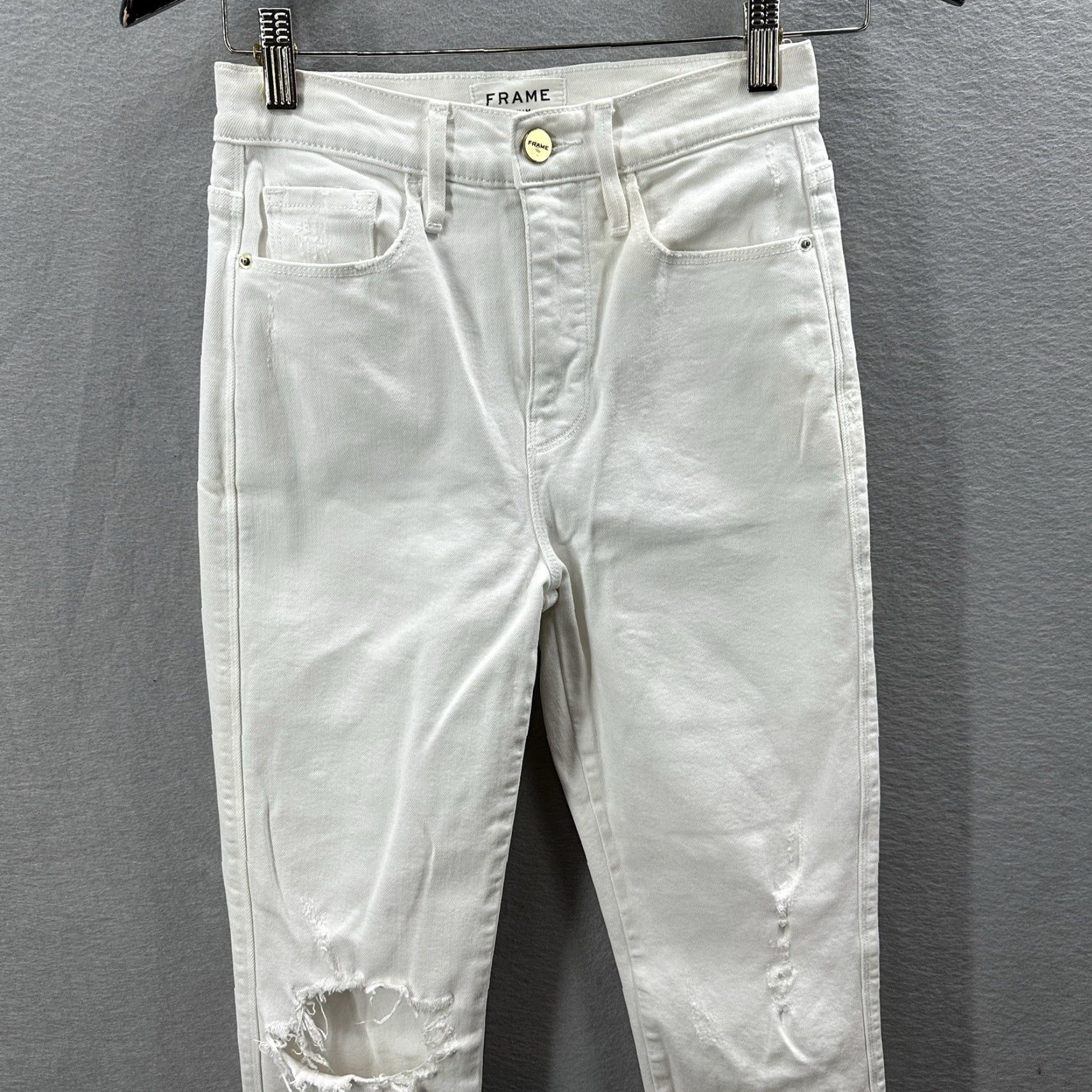 Frame FRAME Le Sylvie High Rise Capri Cropped Jeans Women 25 Regular White Denim 90s Preppy Womens Size 42" / US 20 - 2 Thumbnail