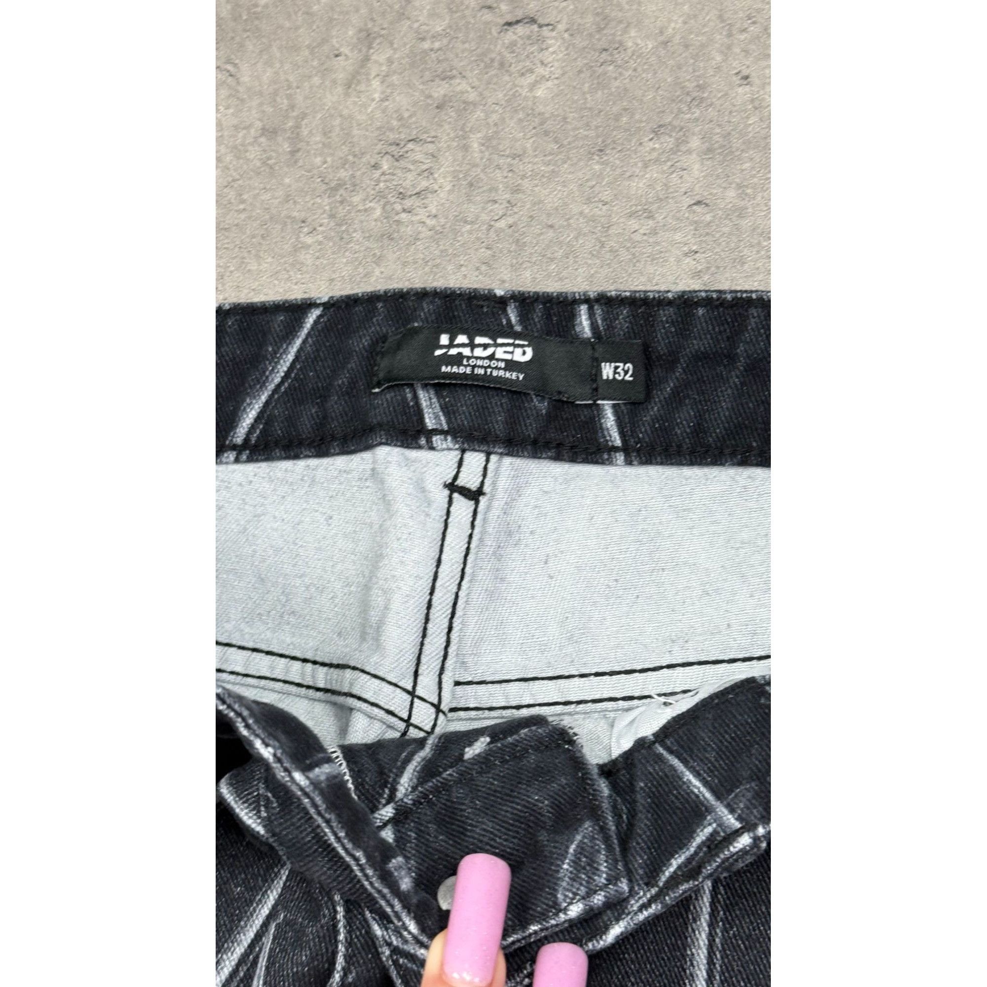 Jaded London Jaded London W32 Black Denim Jeans All-Over White Nail Print Size US 30 / EU 46 - 5 Thumbnail