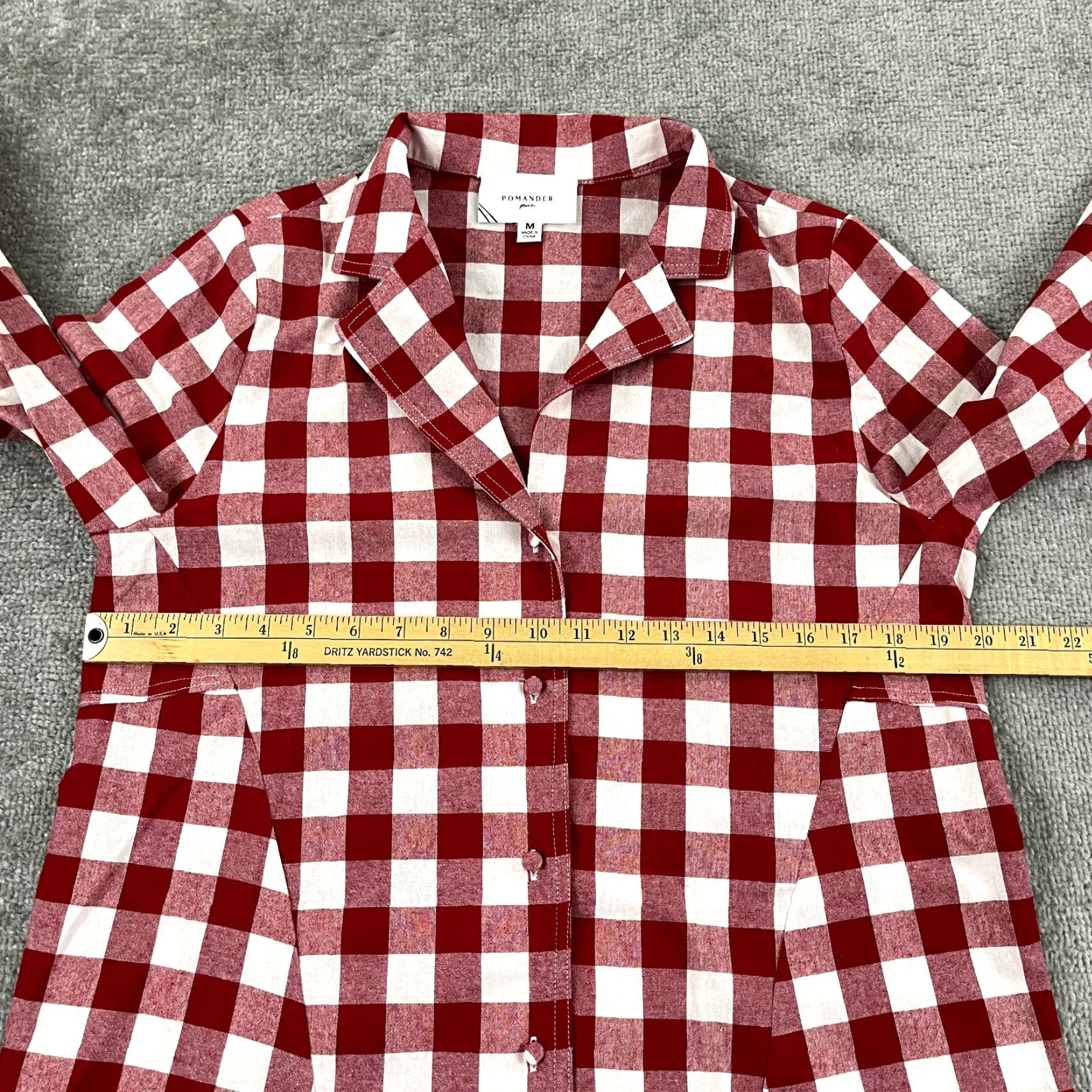 Vintage POMANDER PLACE Blouse Womens Medium Red White Plaid Picnic Check Gingham Size M / US 6-8 / IT 42-44 - 4 Thumbnail