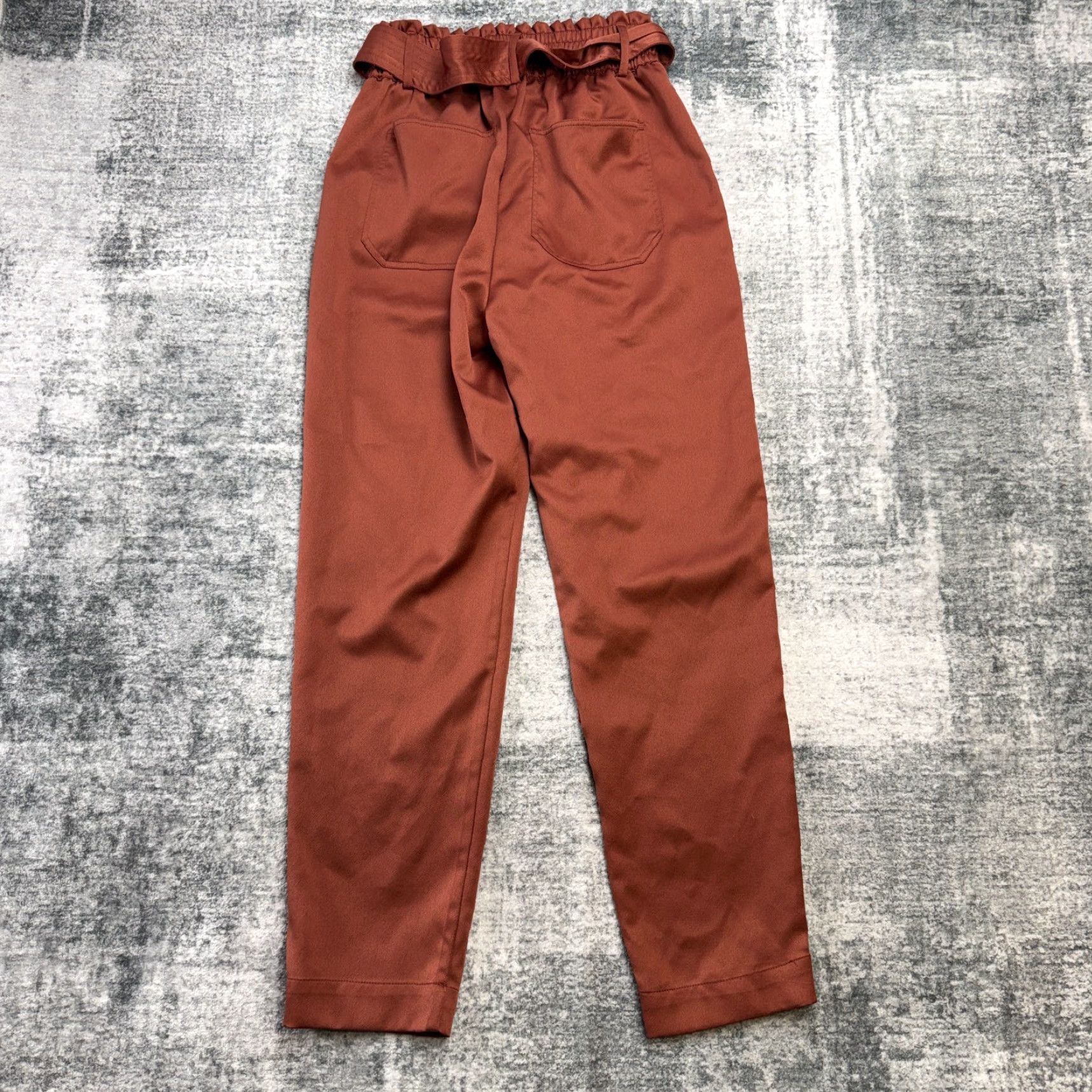 Abercrombie & Fitch Abercrombie & Fitch Pants Womens XS Rust Satin Paperbag High Waist Taper Tie Front Pockets Belted Elastic Size 26" / US 2 / IT 38 - 4 Thumbnail