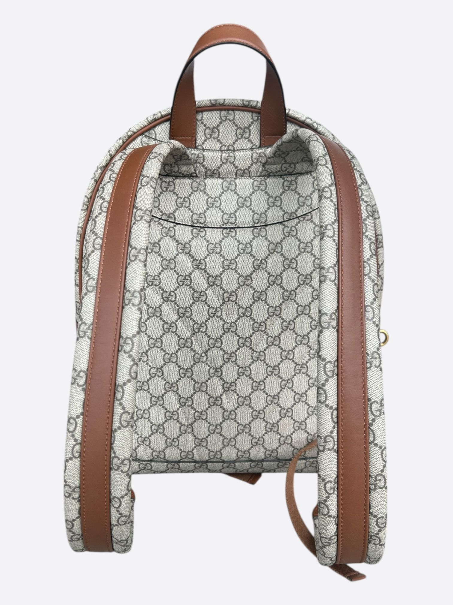 Gucci Gucci Beige & Brown GG Monogram Emblem Backpack Size ONE SIZE - 3 Thumbnail