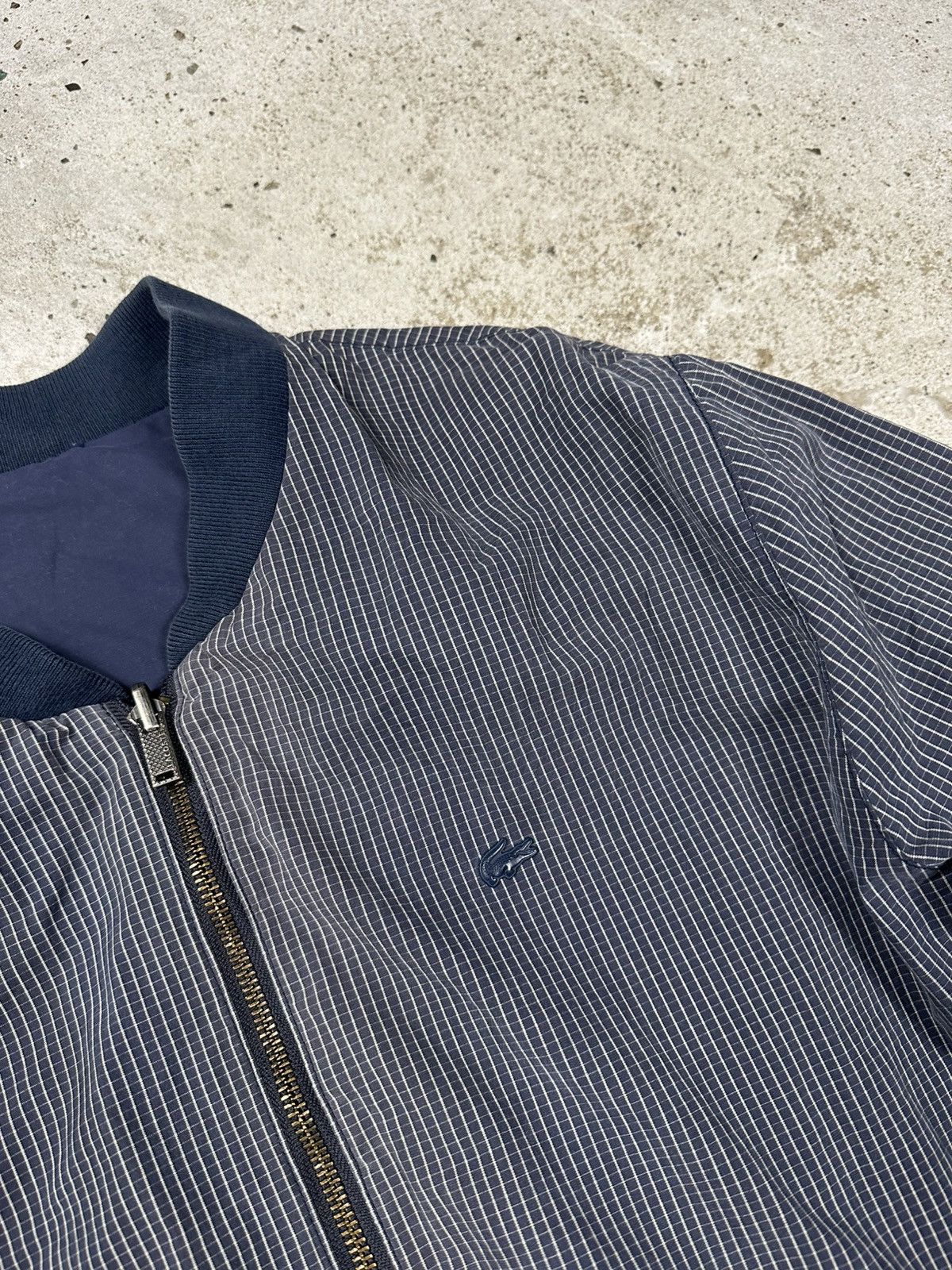 Lacoste × Vintage Vintage 90s Lacoste Reversible Bomber Jacket Navy Check Size US L / EU 52-54 / 3 - 6 Thumbnail