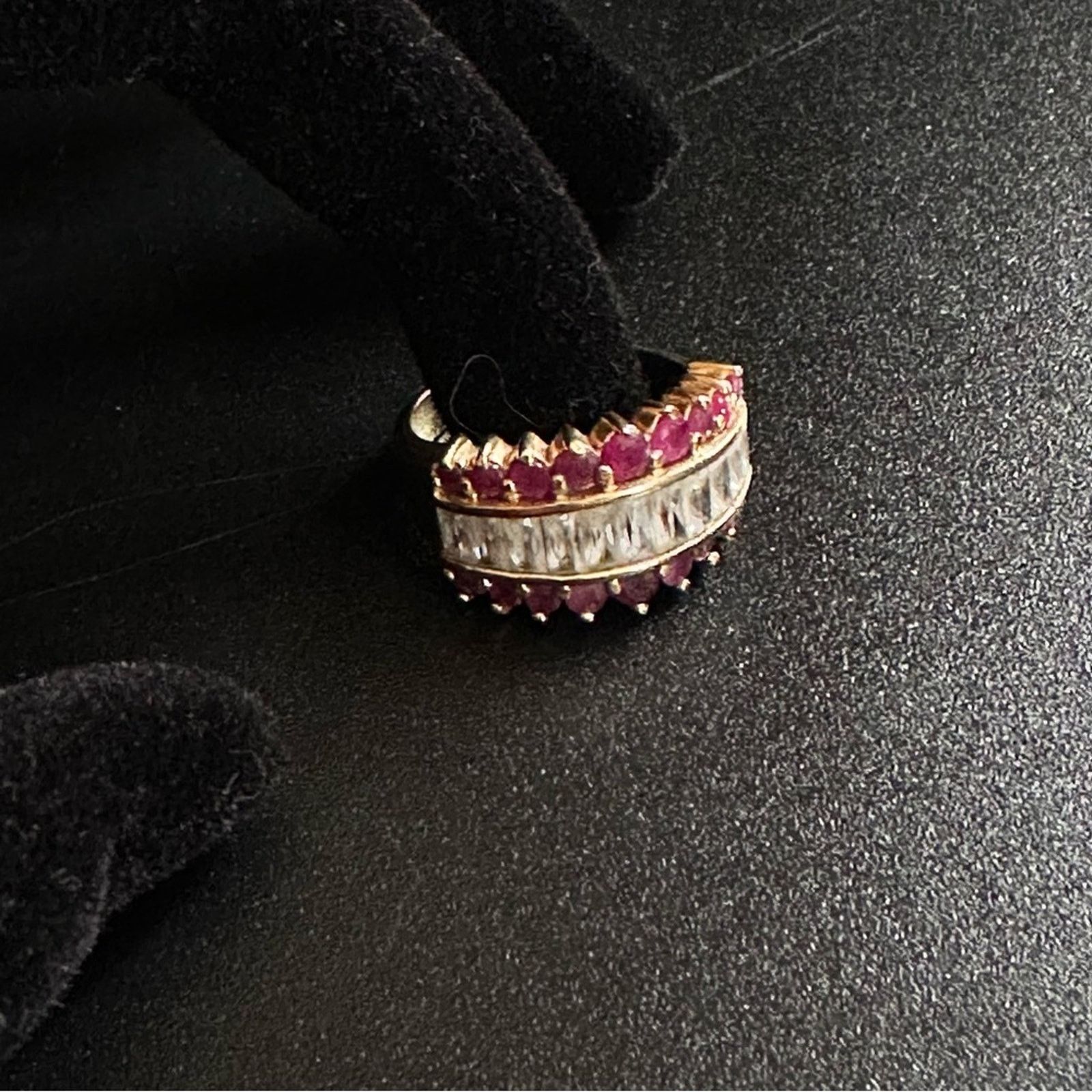 Other Vintage Wide Band Ruby And CZ Princess Ring Size ONE SIZE - 7 Thumbnail
