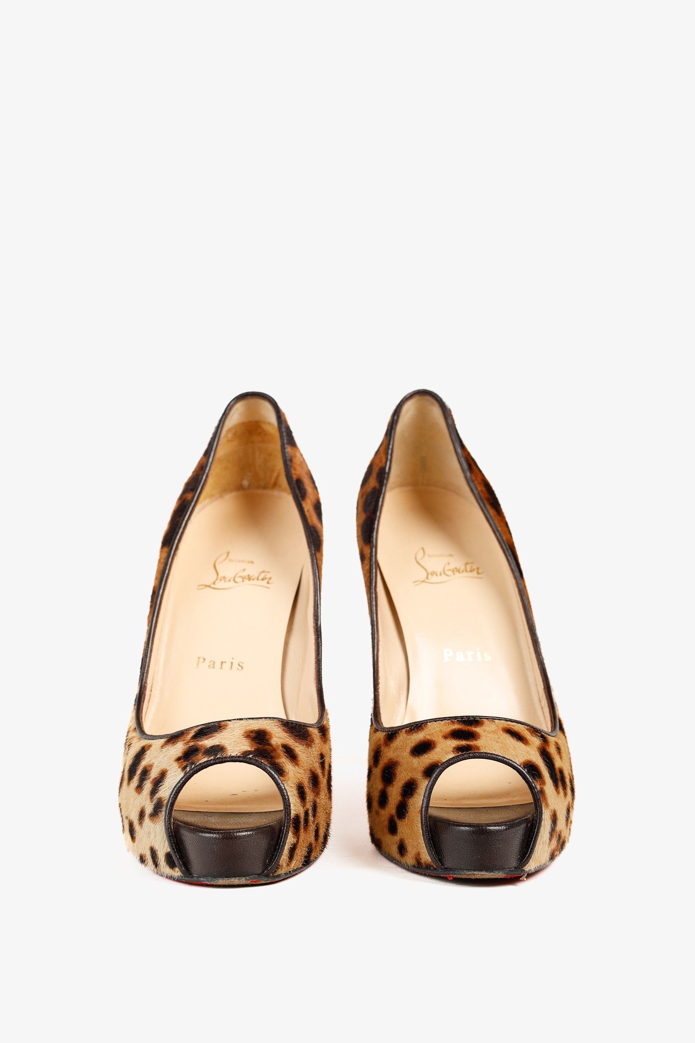 Christian Louboutin Christian Louboutin Leopard Pony Hair Peep Toe Platform Pump Size US 7.5 / IT 37.5 - 2 Thumbnail