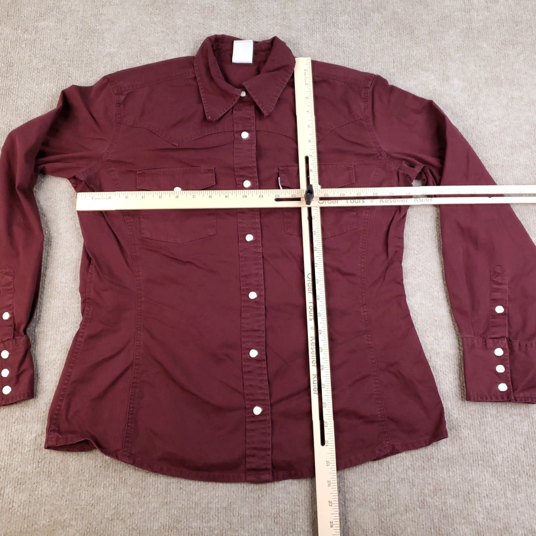Carhartt Carhartt Women's Medium Red Pearl Snap Western Long Sleeve Button-Up Shirt Size M / US 6-8 / IT 42-44 - 2 Thumbnail