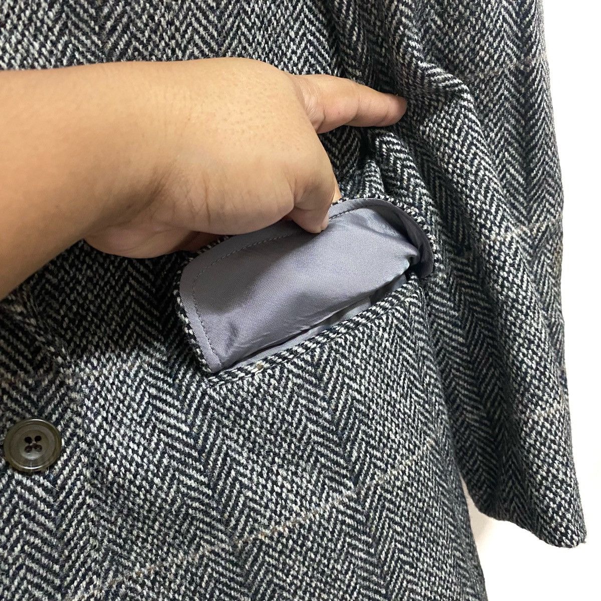 Burberry Vintage BURBERRYS England Harringbone Wool Jacket Size 42L - 7 Thumbnail