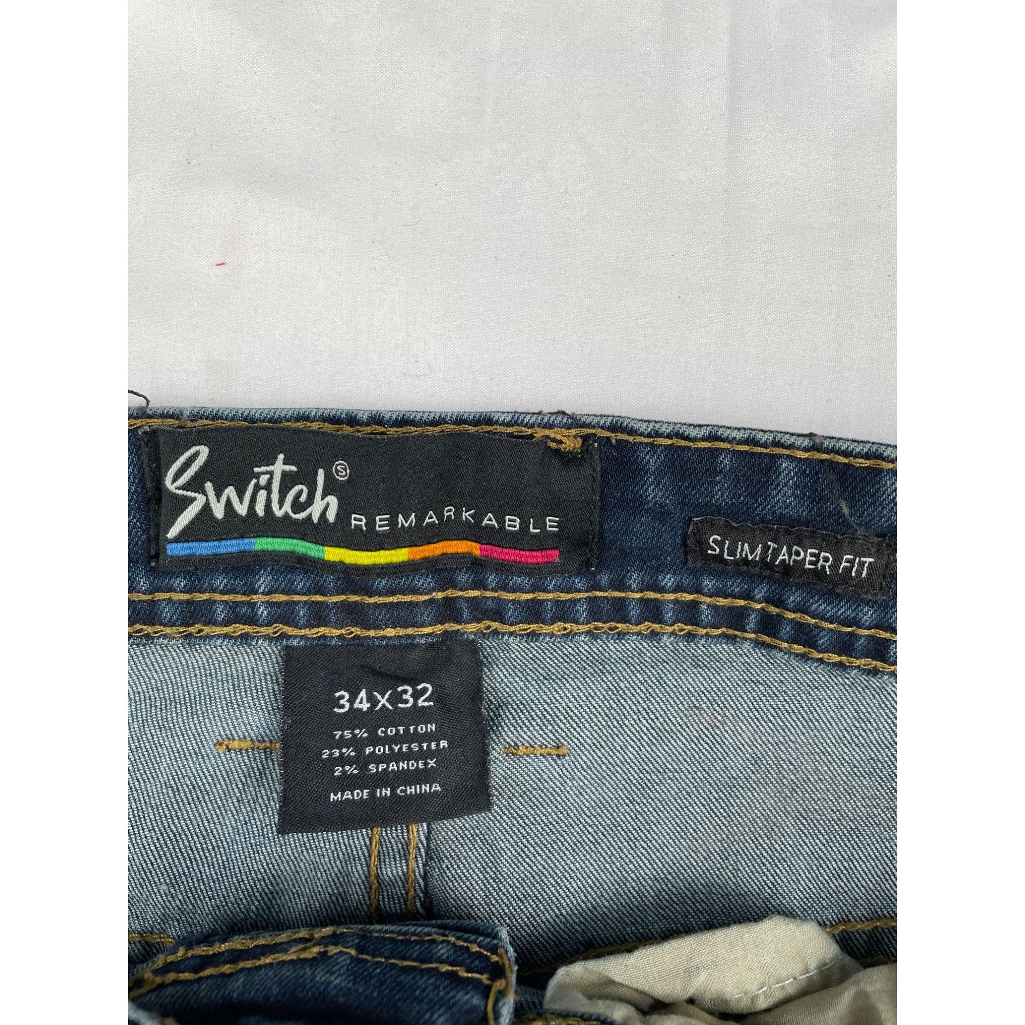 Other Switch Remarkable Men's Blue paint splatter Jeans/ Slim Tape Size US 34 / EU 50 - 3 Thumbnail