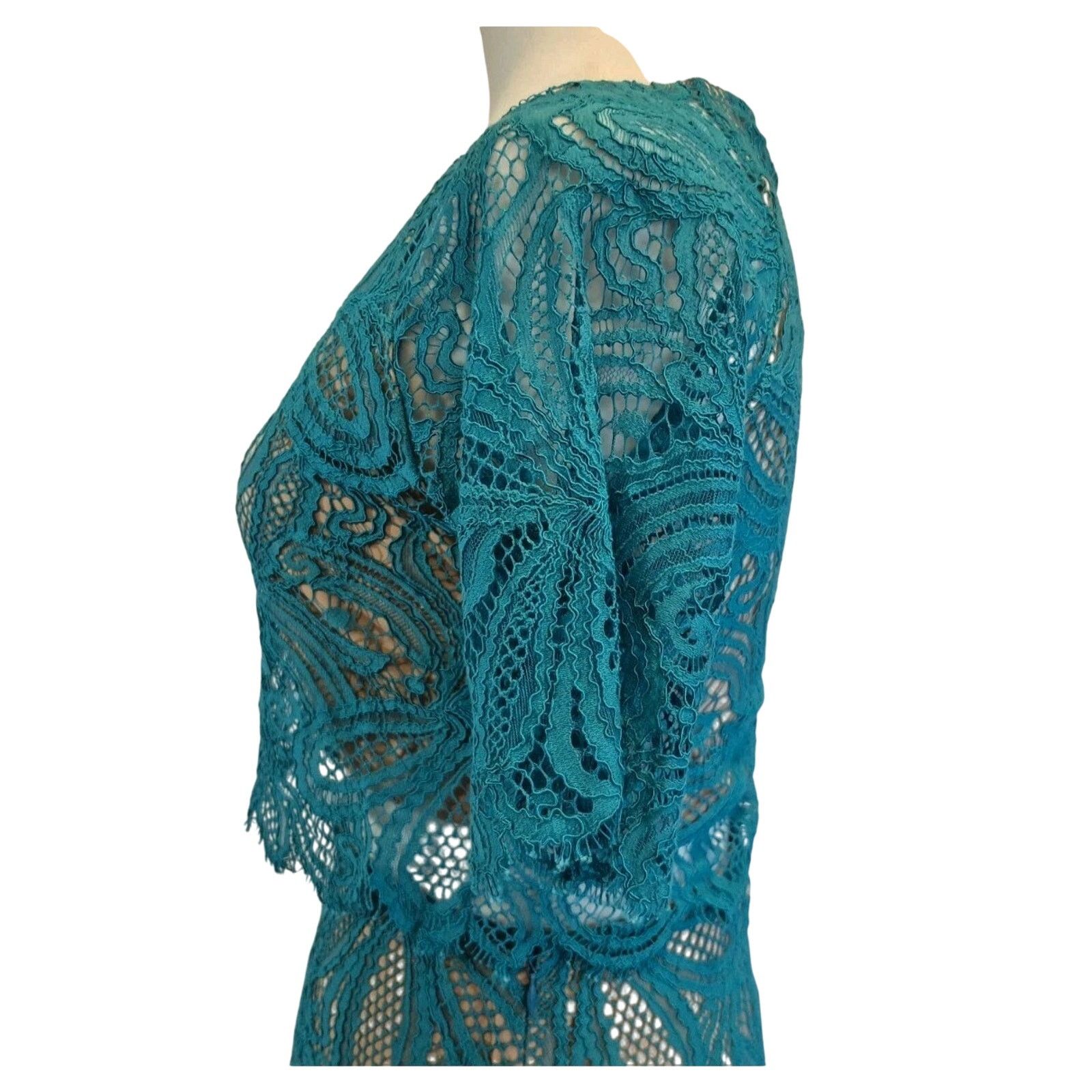 Nasty Gal Nasty Gal For Love and Lemons Teal Lace Top Skirt Set Small Size 28" / US 6 / IT 42 - 8 Thumbnail
