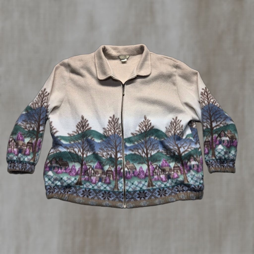 Vintage Teddi Sweater Long Sleeve Adult Women's 2XL XXL Zip Nature Trees Coat Jacket Size XXL / US 16-18 / IT 52-54 - 1 Thumbnail