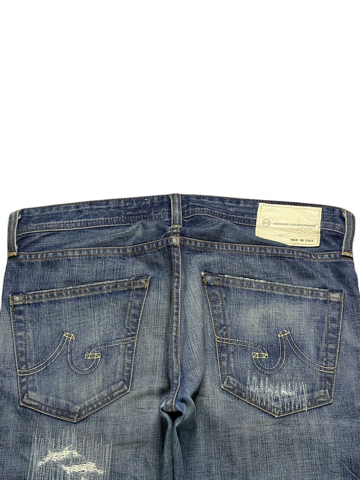 AG Adriano Goldschmied Vintage Adriano Goldscmied Mud Wash Sashiko Style Jeans Size US 35 - 8 Thumbnail