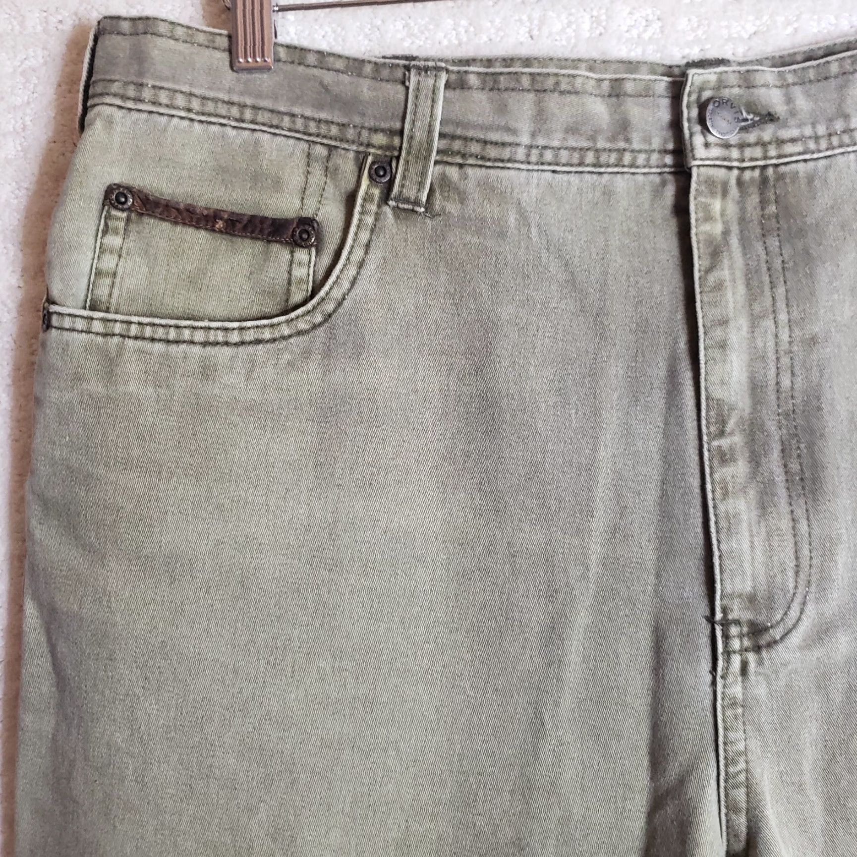Orvis Orvis Pants Men 40x31 Olive Green 5-Pocket Leather Trim Denim Pants Jeans Straight Leg Size US 40 / EU 56 - 5 Thumbnail