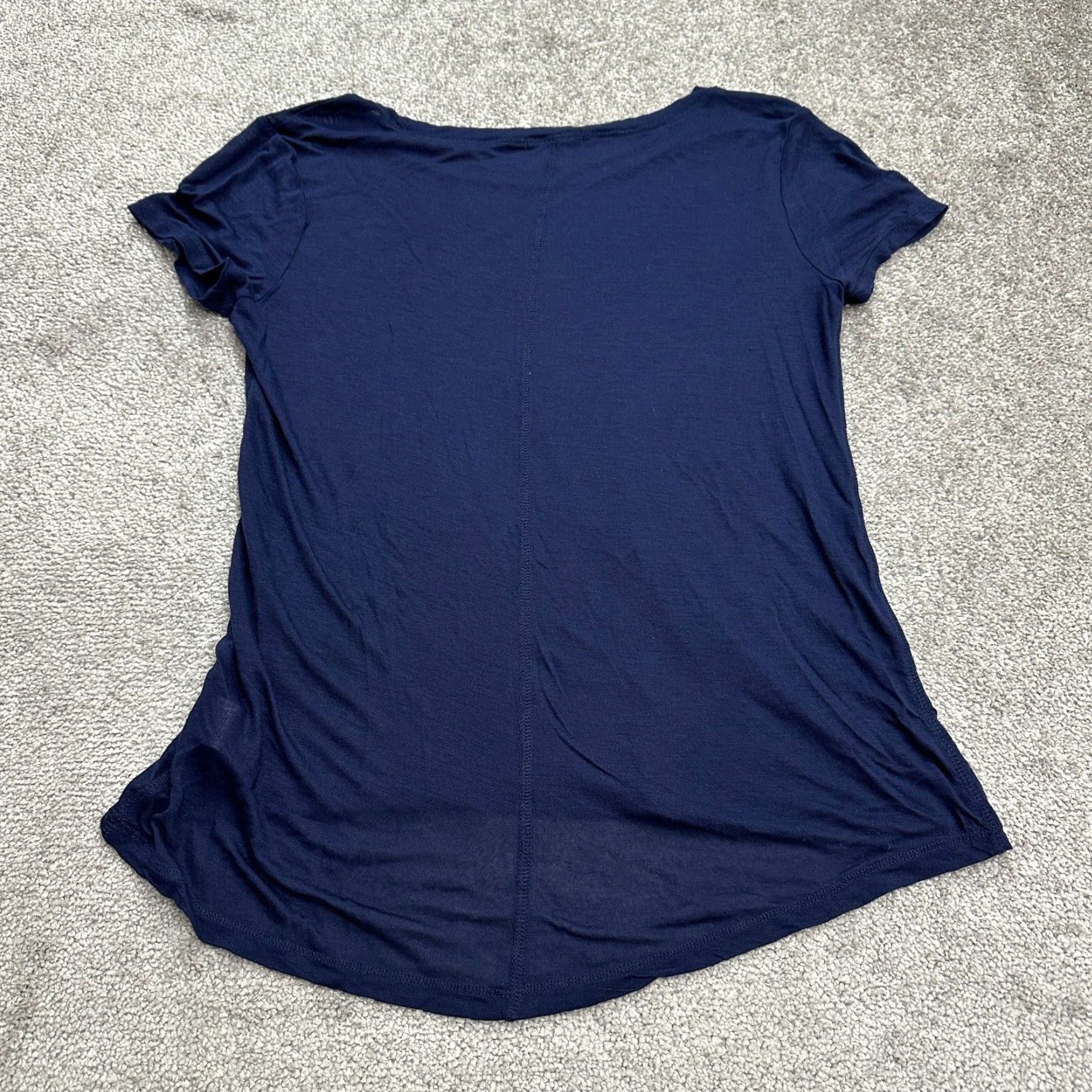 Vintage Halogen Shirt Women Small Dark Blue Short Sleeve Round Neck Size S / US 4 / IT 40 - 2 Thumbnail