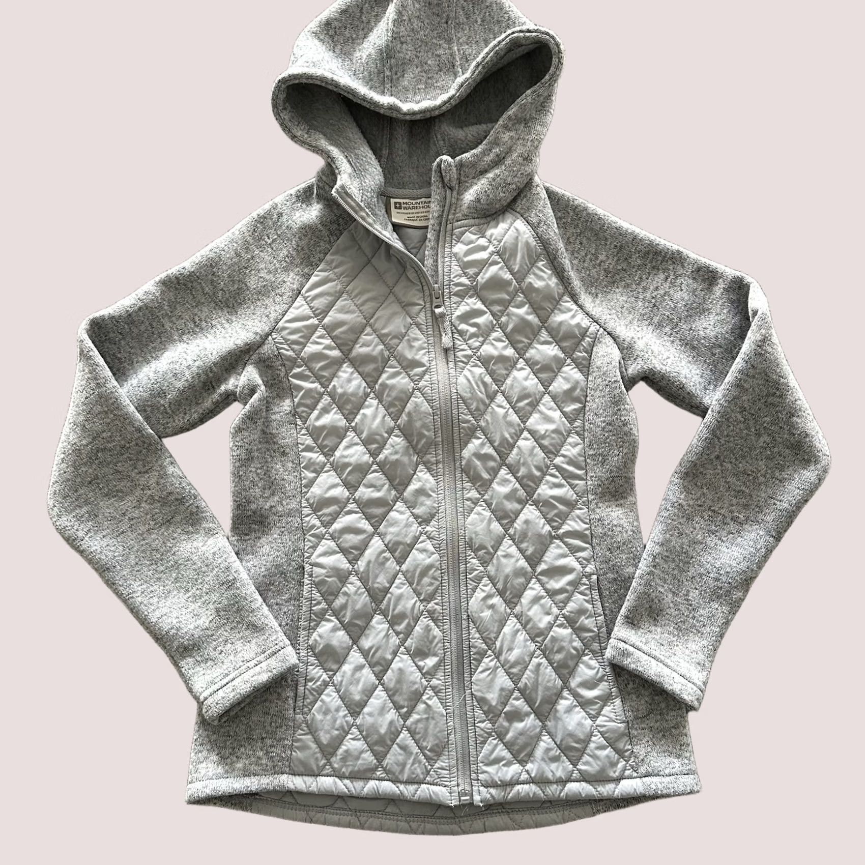 Vintage Mountain Warehouse Jacket Hoodie Women’s 6 Fleece Quilted Grey Full Zip Size M / US 6-8 / IT 42-44 - 1 Thumbnail