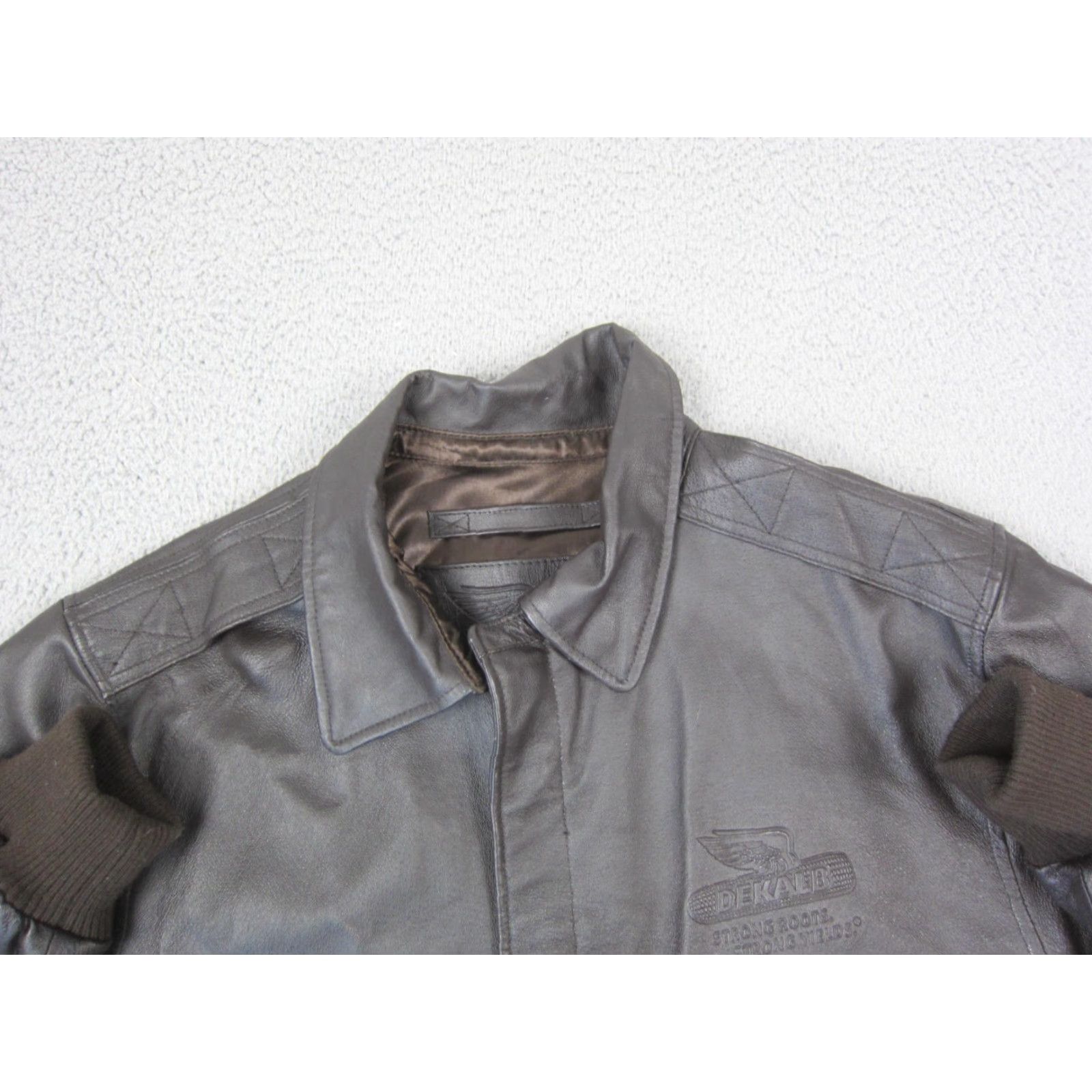 Vintage VINTAGE DEKALB Jacket Mens XL Brown Leather Bomber Full Zip 90s Size US XL / EU 56 / 4 - 2 Thumbnail