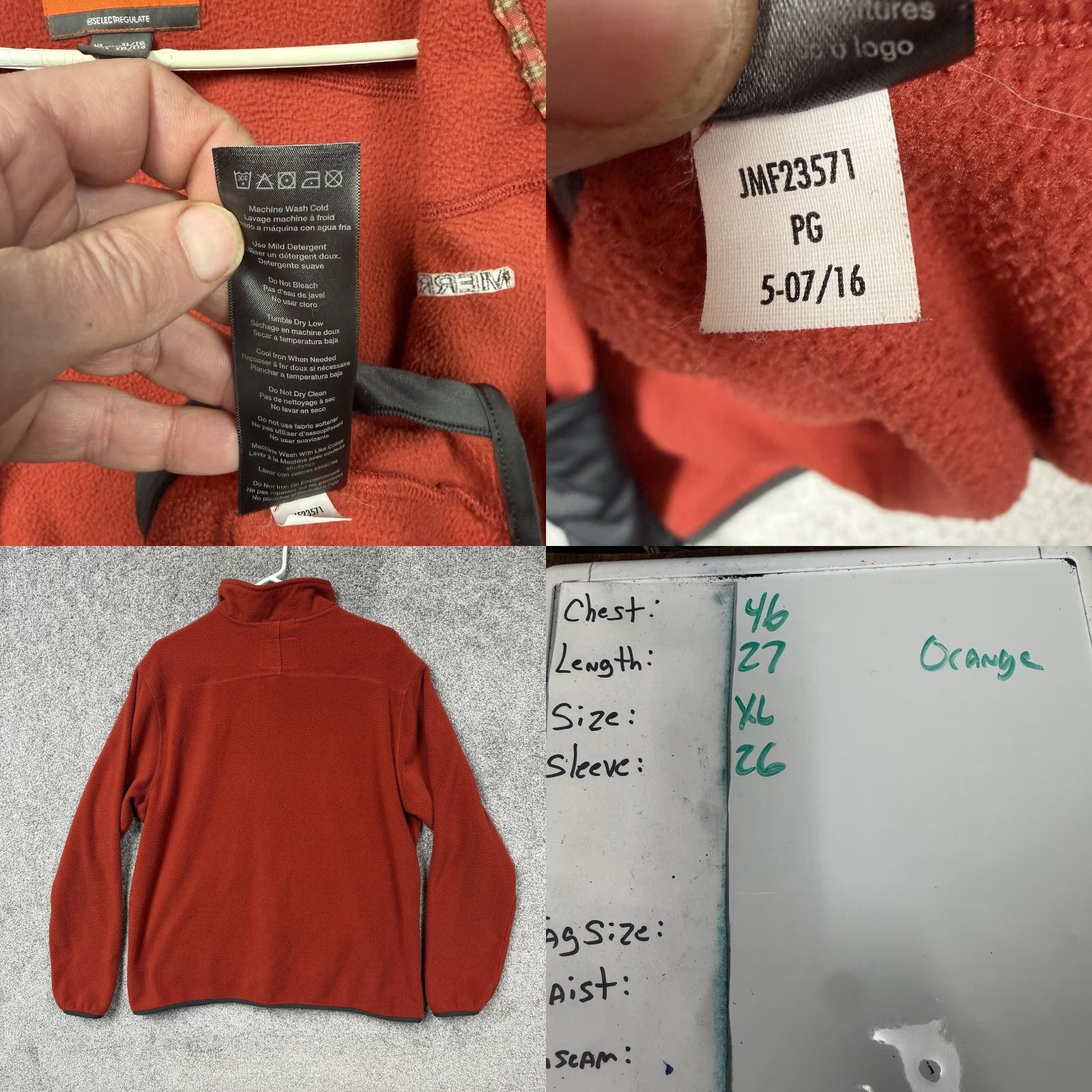 Merrell Merrell Fleece Jacket Mens XL Orange Full Zip Thermal Hiking Outdoor Gorpcore Size US XL / EU 56 / 4 - 9 Thumbnail