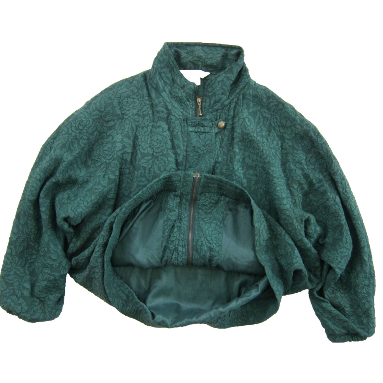 Greats VINTAGE Great Cavalier St Paul 100% Silk Green Mock Neck Jacket Women XL Size XL / US 12-14 / IT 48-50 - 5 Thumbnail