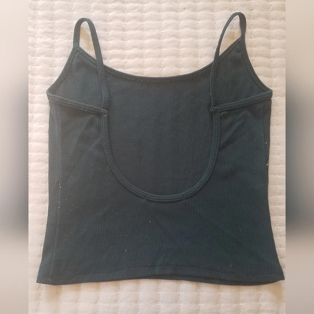 Designer Brandy Melville Green Crop Top Size ONE SIZE - 2 Thumbnail